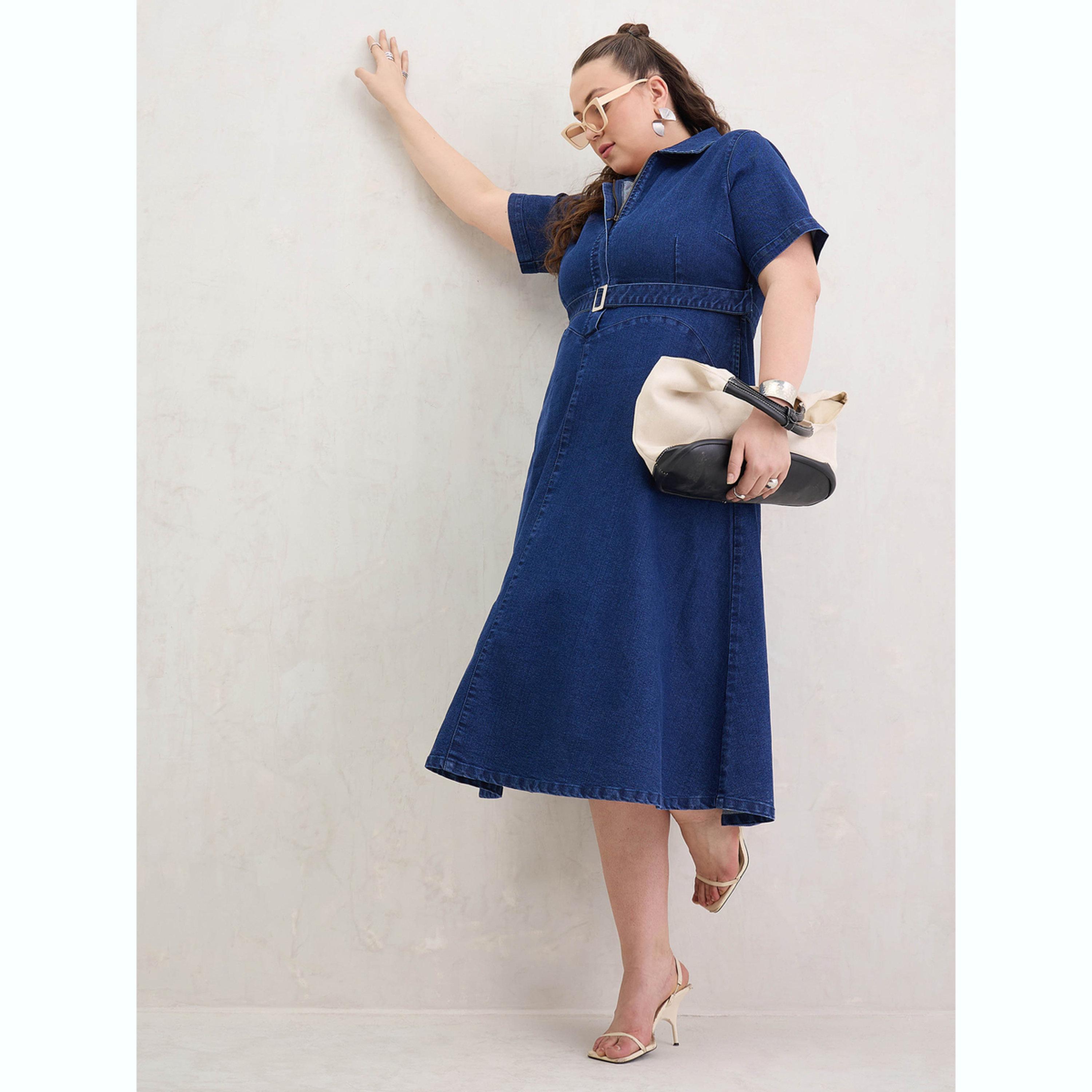 فستان ميدي دنيم بمقاس كبير وبسحاب أمامي وحافة واسعة-women-clothing-dresses-image-3