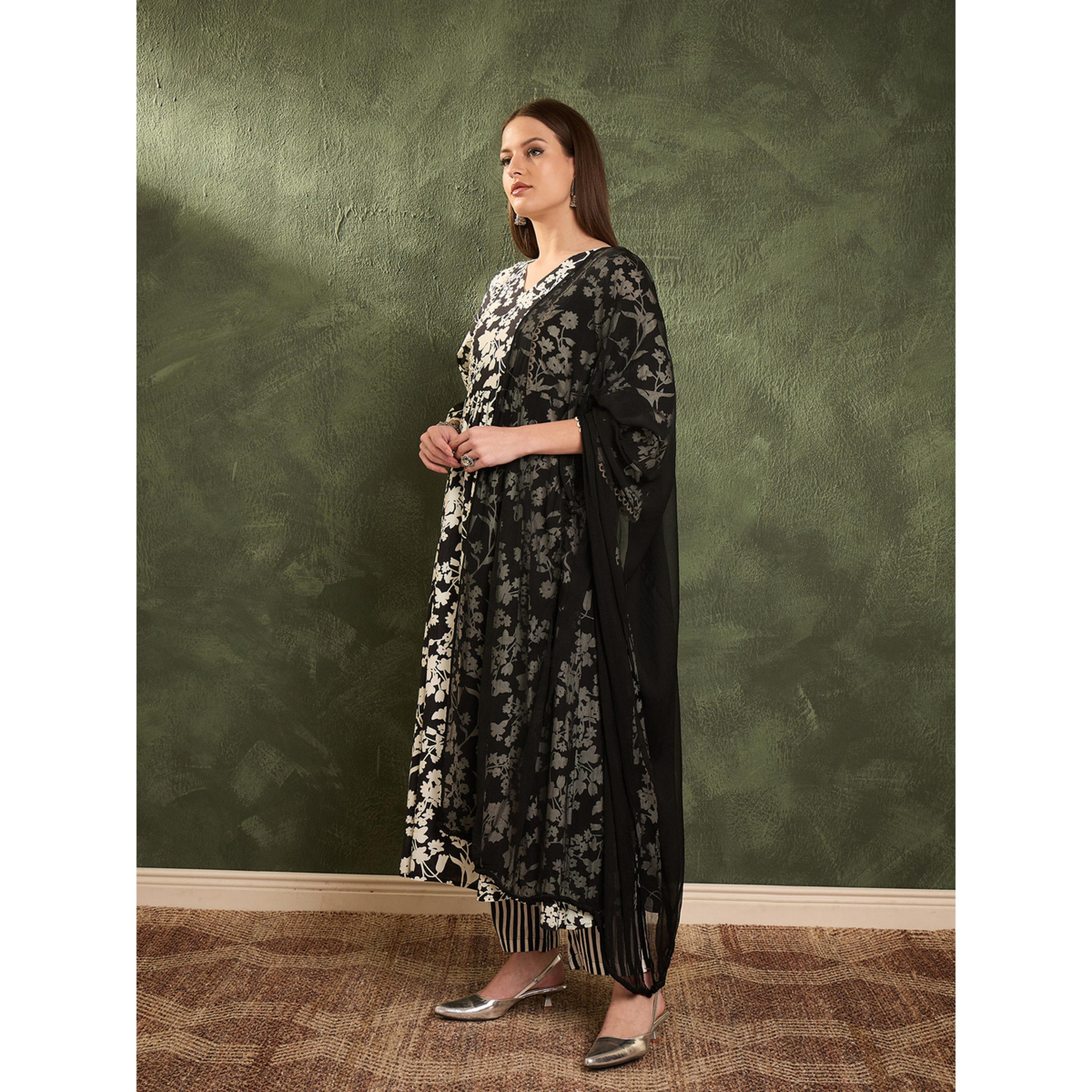 Sassafras Women Printed Straight Cotton Kurta with Pants and Dupatta Set-women-clothing-coordsets-image-3