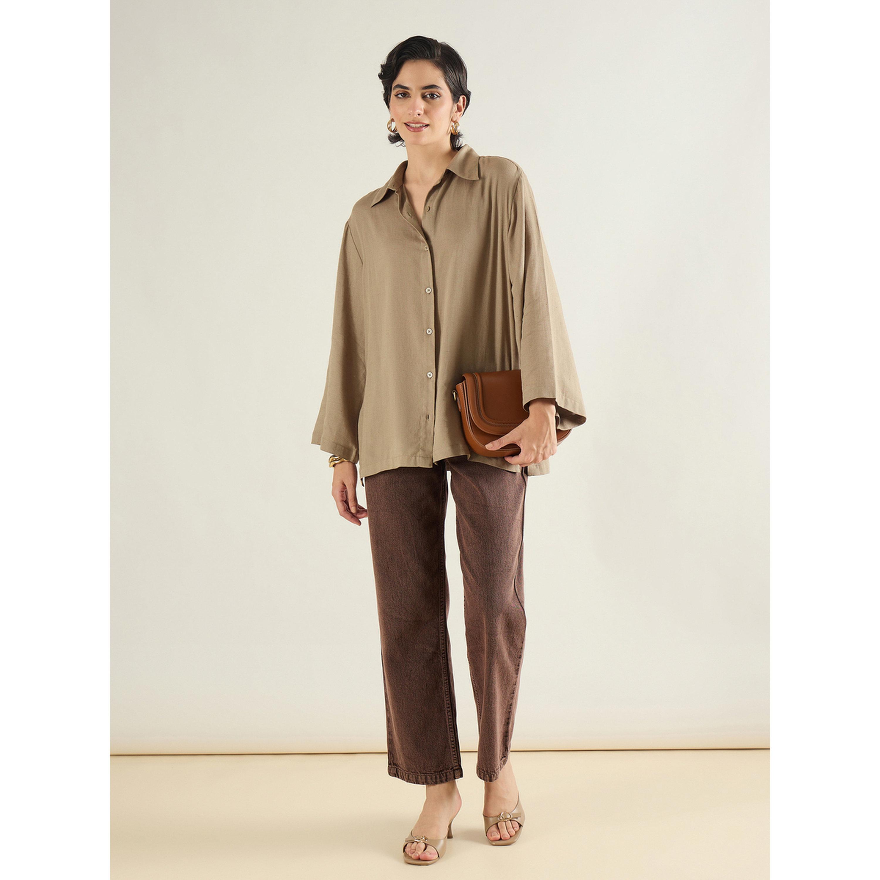 بلوزة كتان واسعة بأزرار غلق وأكمام طويلة-women-clothing-shirtsandblouses-shirts-image-2