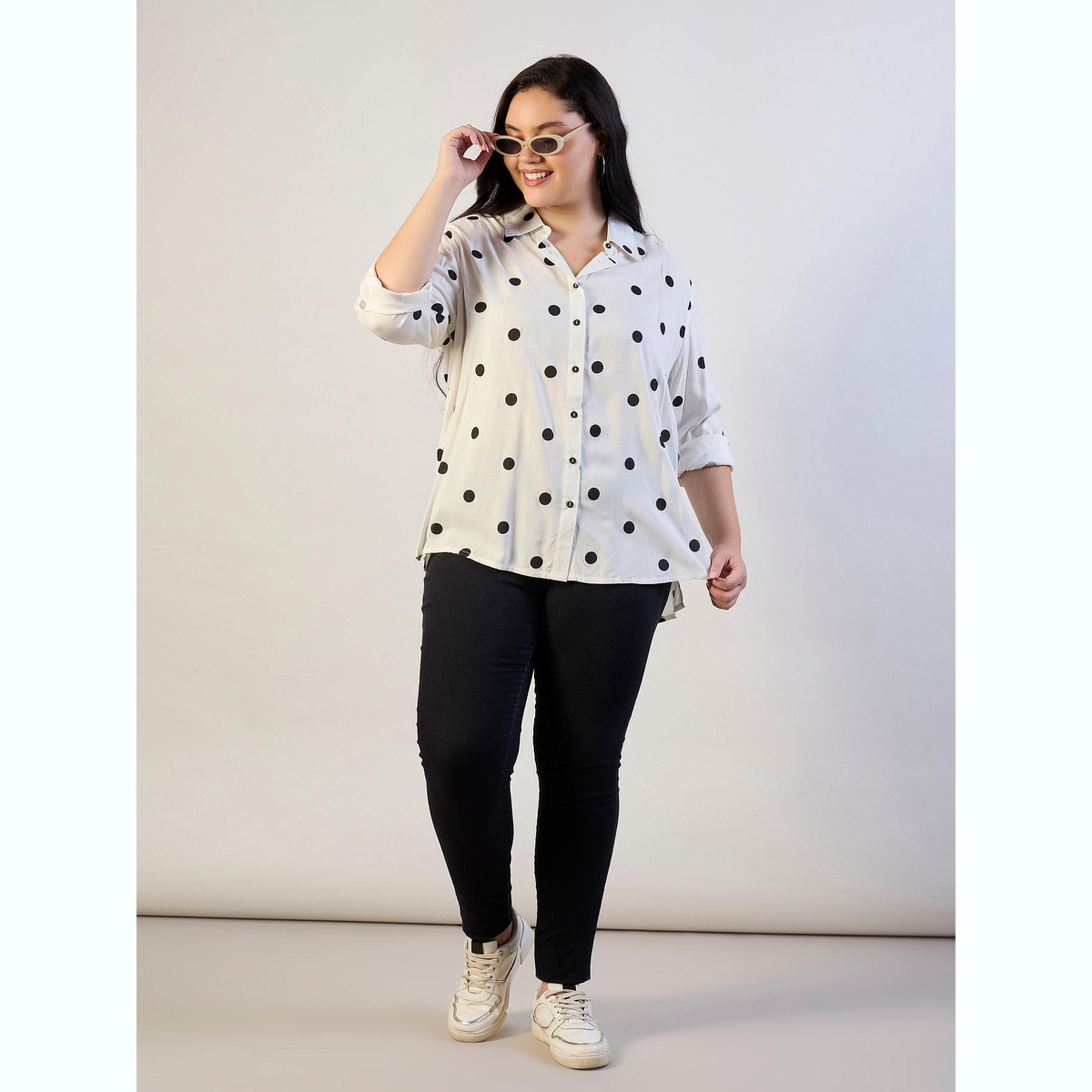 بلوزة بمقاس كبير وبأكمام طويلة وطبعات نقاط-women-clothing-shirtsandblouses-shirts-image-2