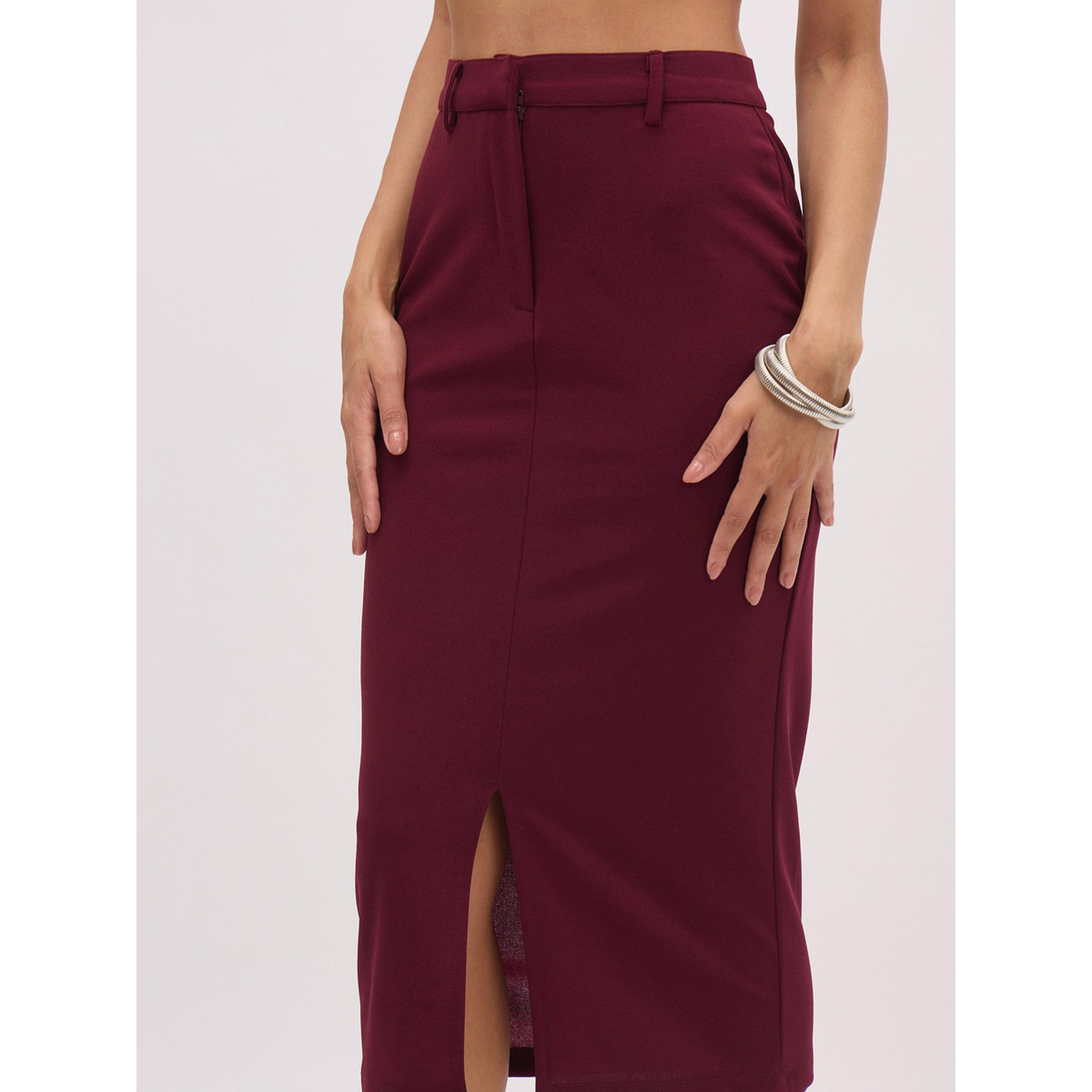 طقم منسق من تنورة وفيست بأزرار بدون أكمام بورغندي-women-clothing-coordsets-image-5