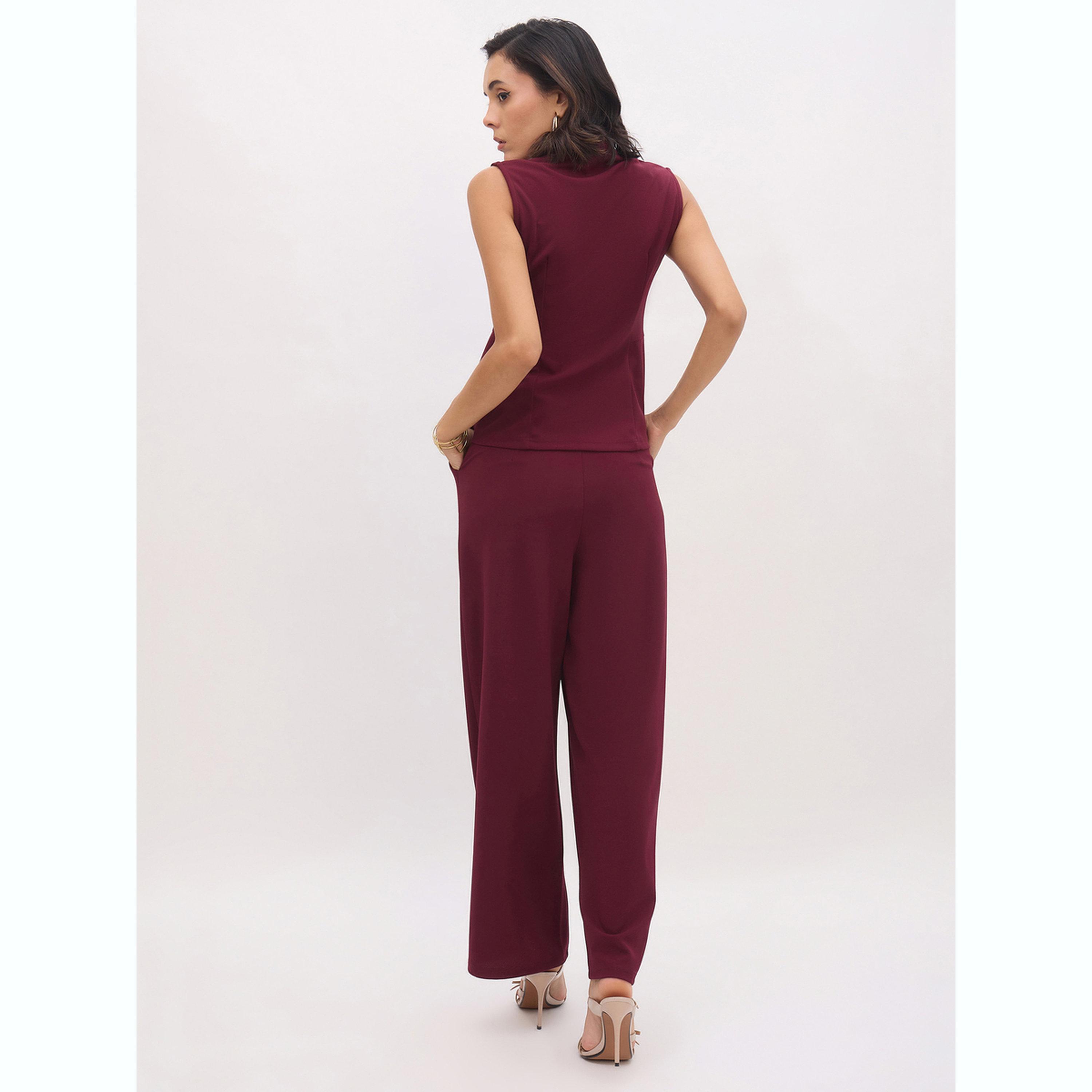 طقم منسق من بنطال وفيست بياقة مربعة-women-clothing-coordsets-image-3