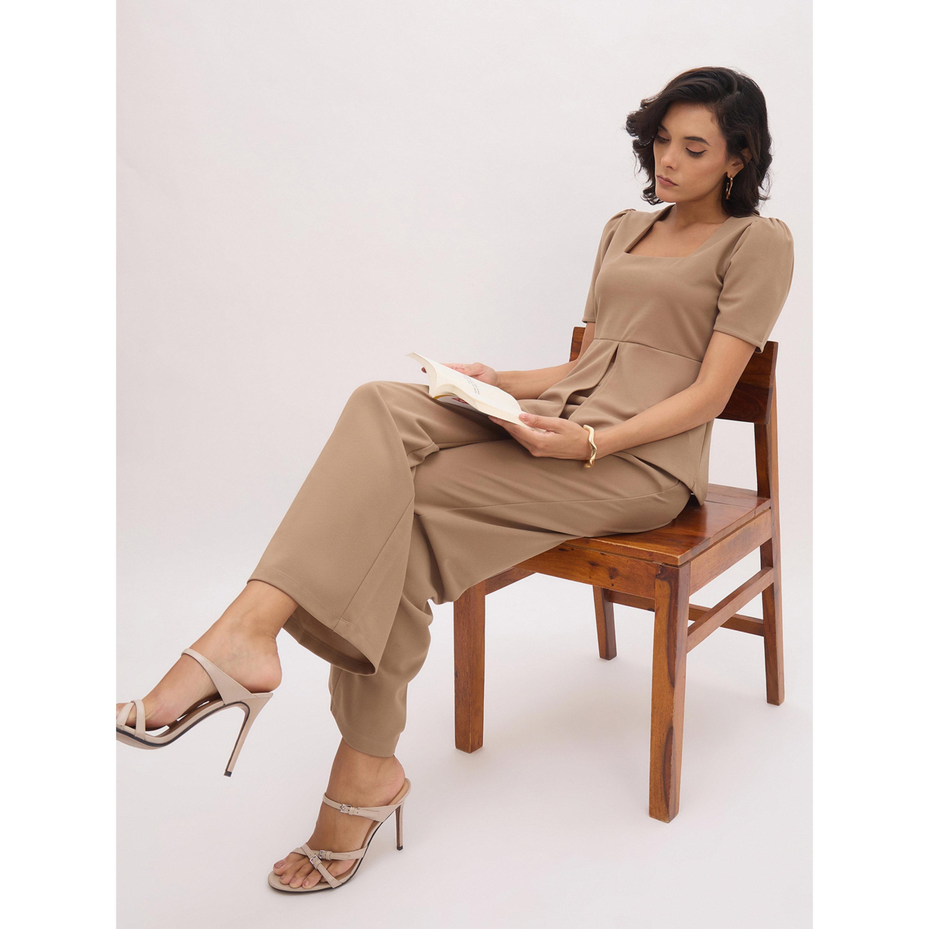 بنطال مستقيم بكسرات أمامية وجيوب مائلة بيج-women-clothing-bottoms-joggers-image-3