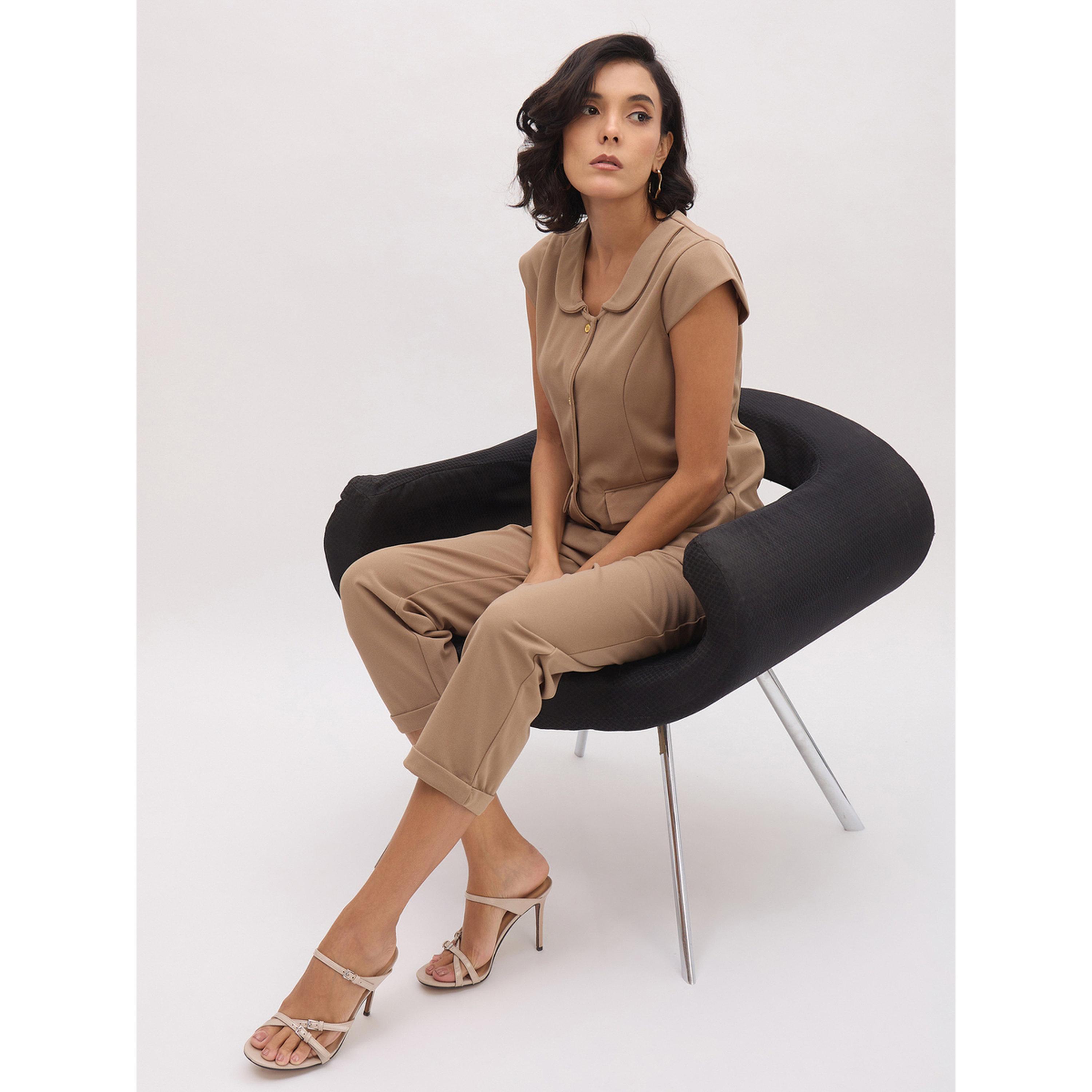بنطال مستقيم بحافة مطوية وجيوب مائلة بيج-women-clothing-bottoms-joggers-image-3