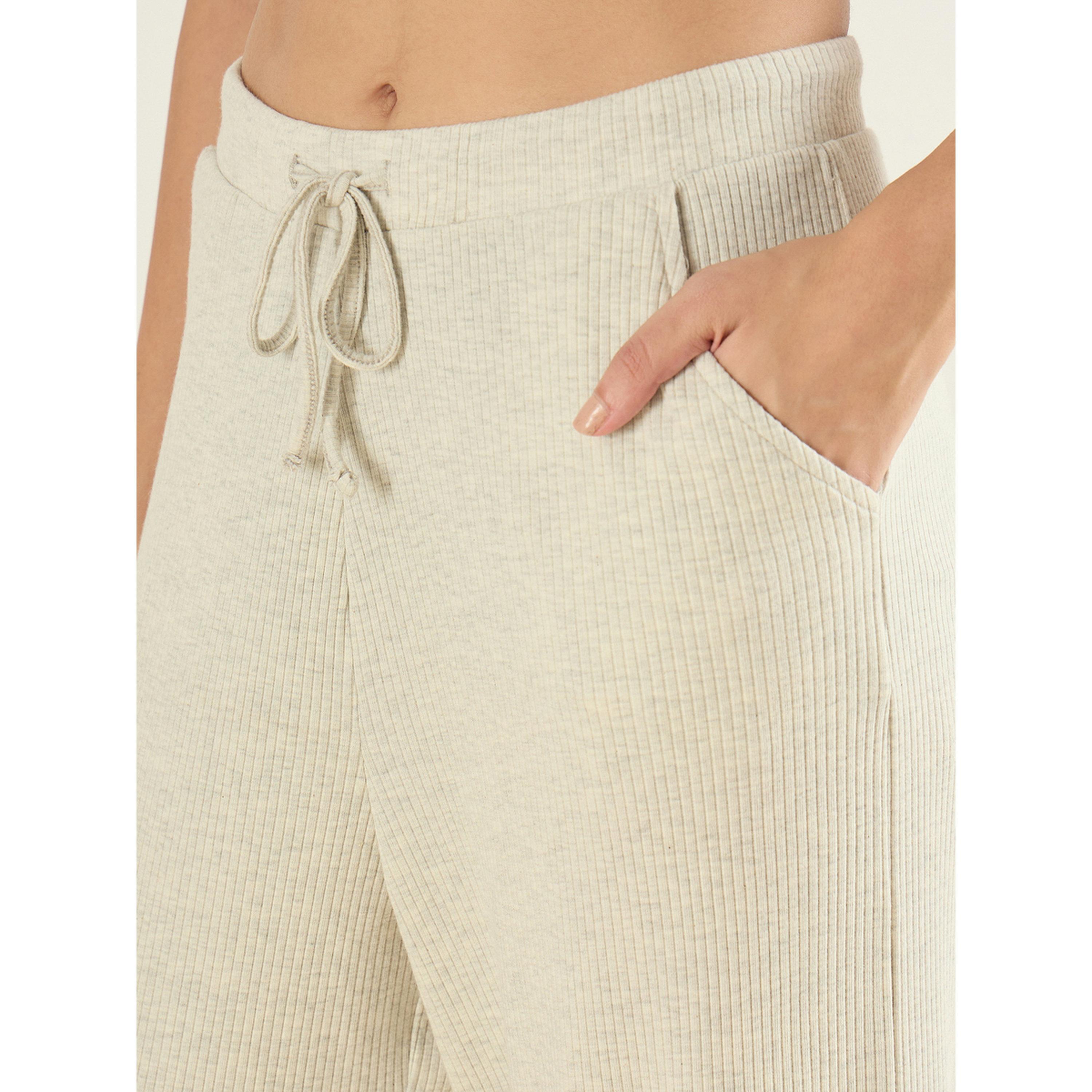 Sassafras Women Grey Ribbed Wide Leg Lounge Pants-women-clothing-bottoms-joggers-image-4