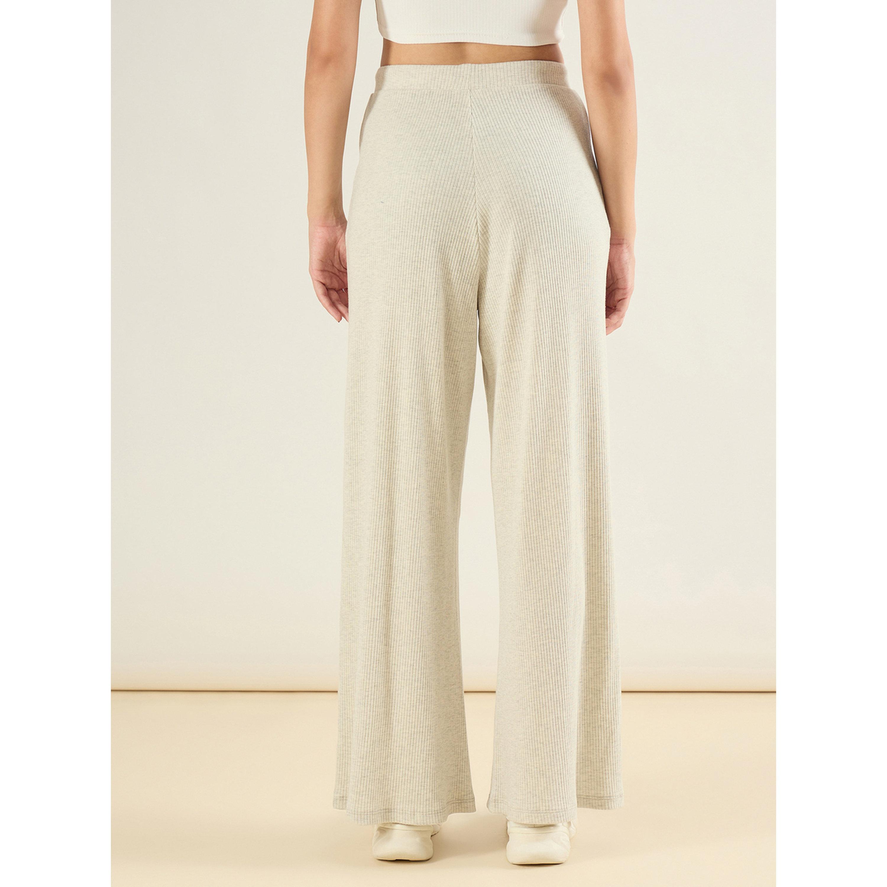 Sassafras Women Grey Ribbed Wide Leg Lounge Pants-women-clothing-bottoms-joggers-image-5