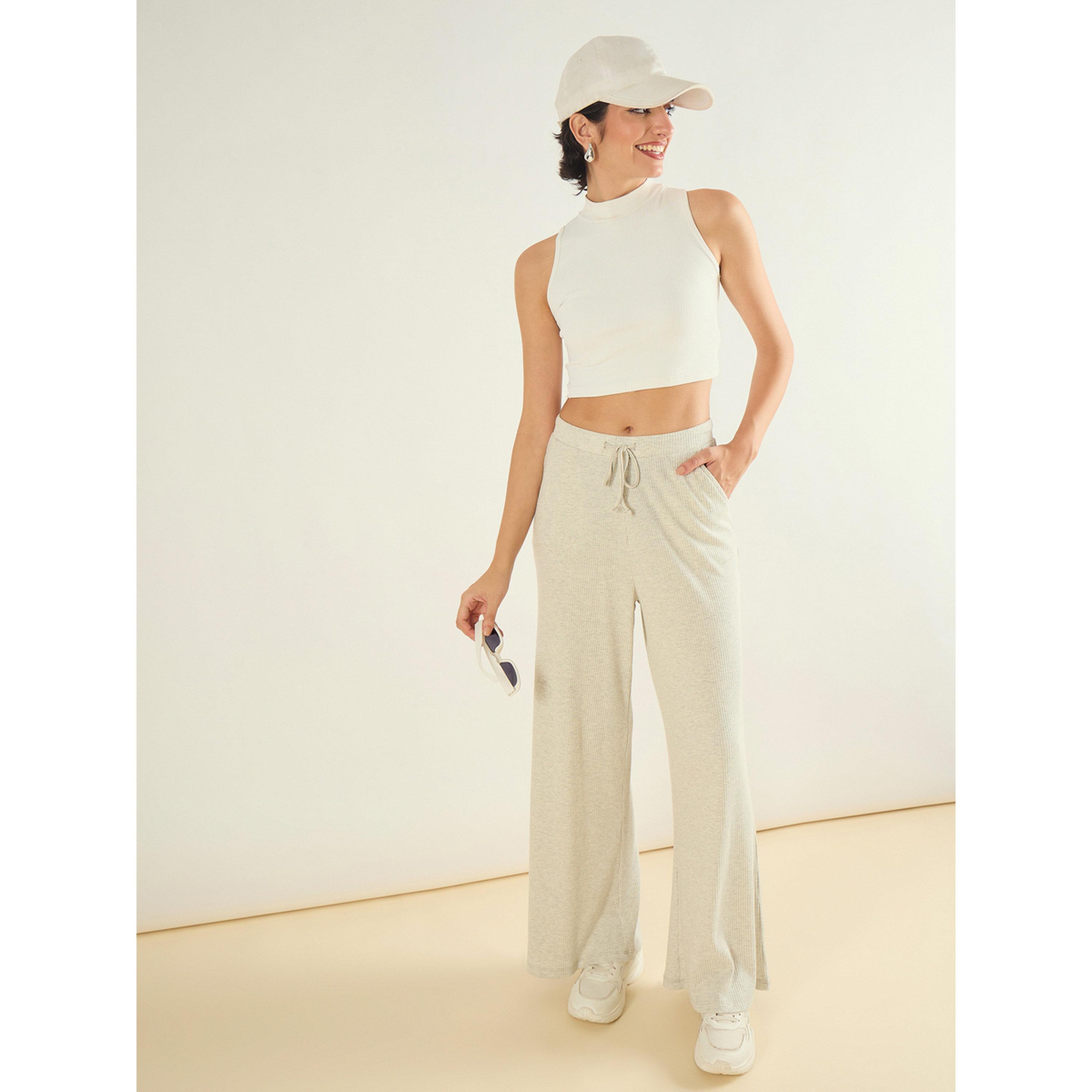 Sassafras Women Grey Ribbed Wide Leg Lounge Pants-women-clothing-bottoms-joggers-image-6