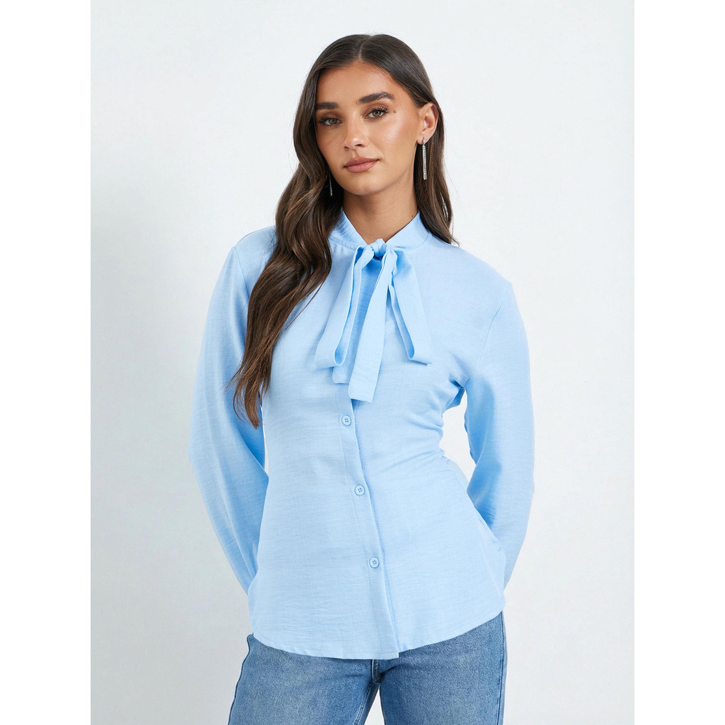 بلوزة بأكمام طويلة وياقة بأربطة-women-clothing-shirtsandblouses-shirts-image-1