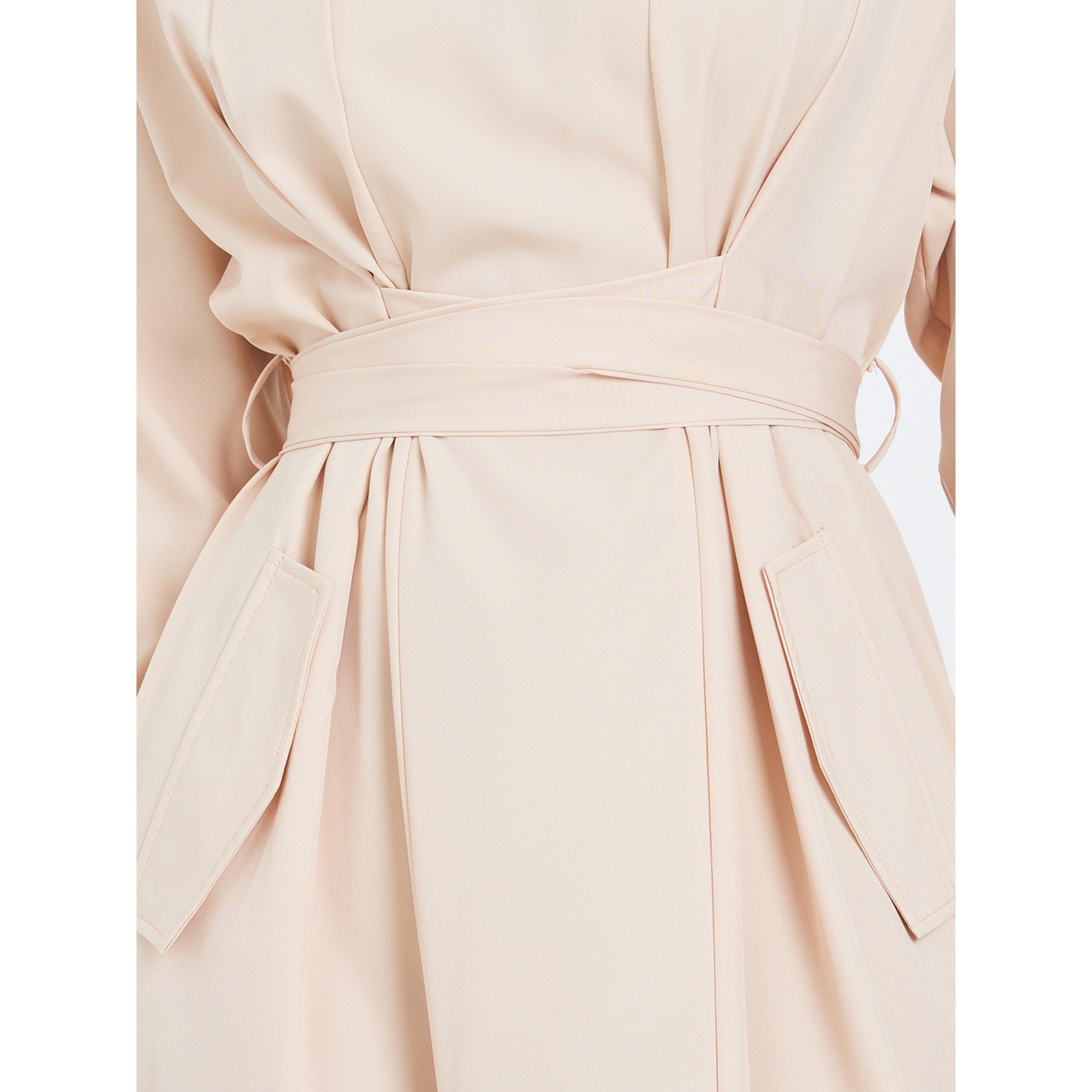 Styli Women Beige Belted Waist A-Line Maxi Dress-women-clothing-dresses-image-5