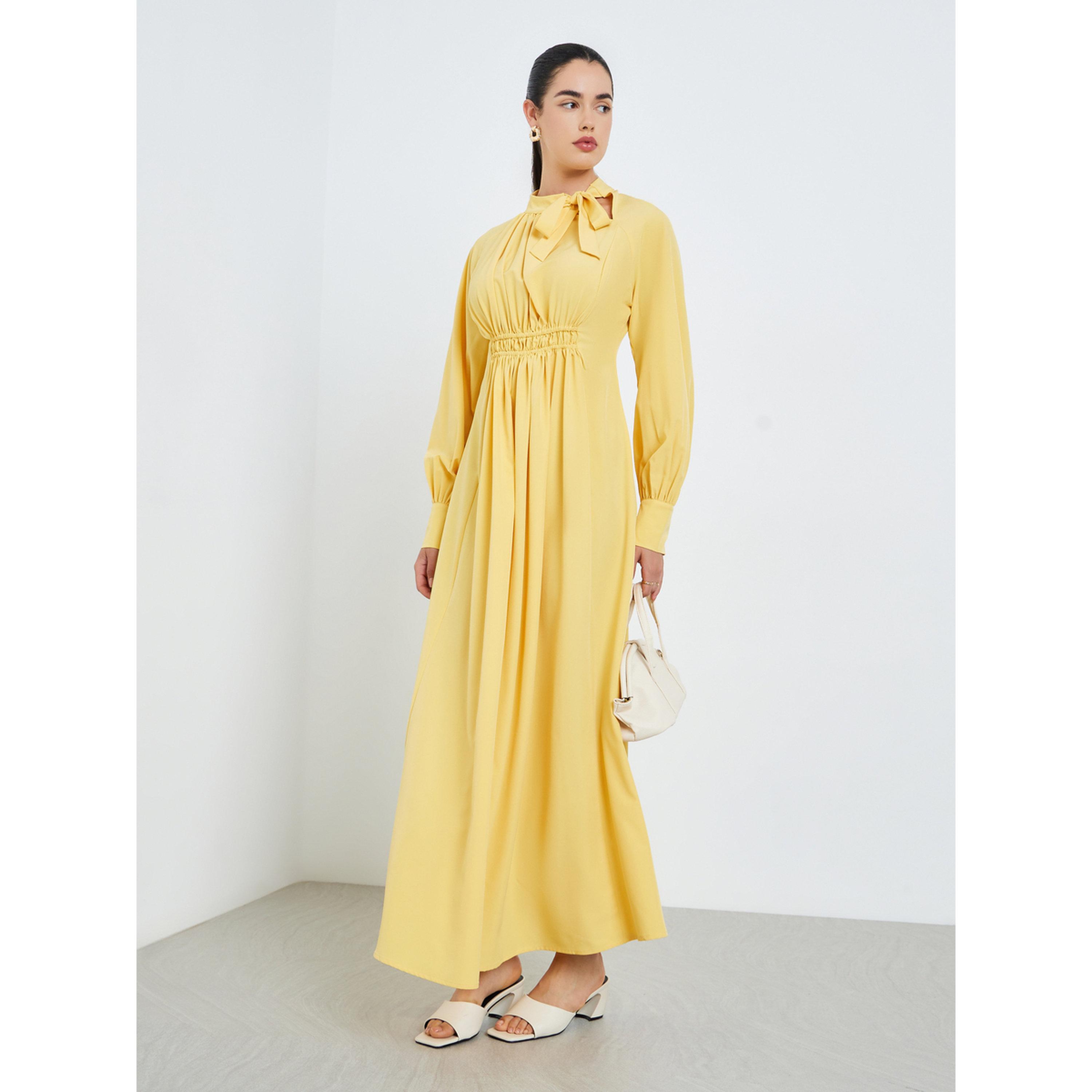 فستان طويل برباط ياقة للنساء-women-clothing-dresses-image-1