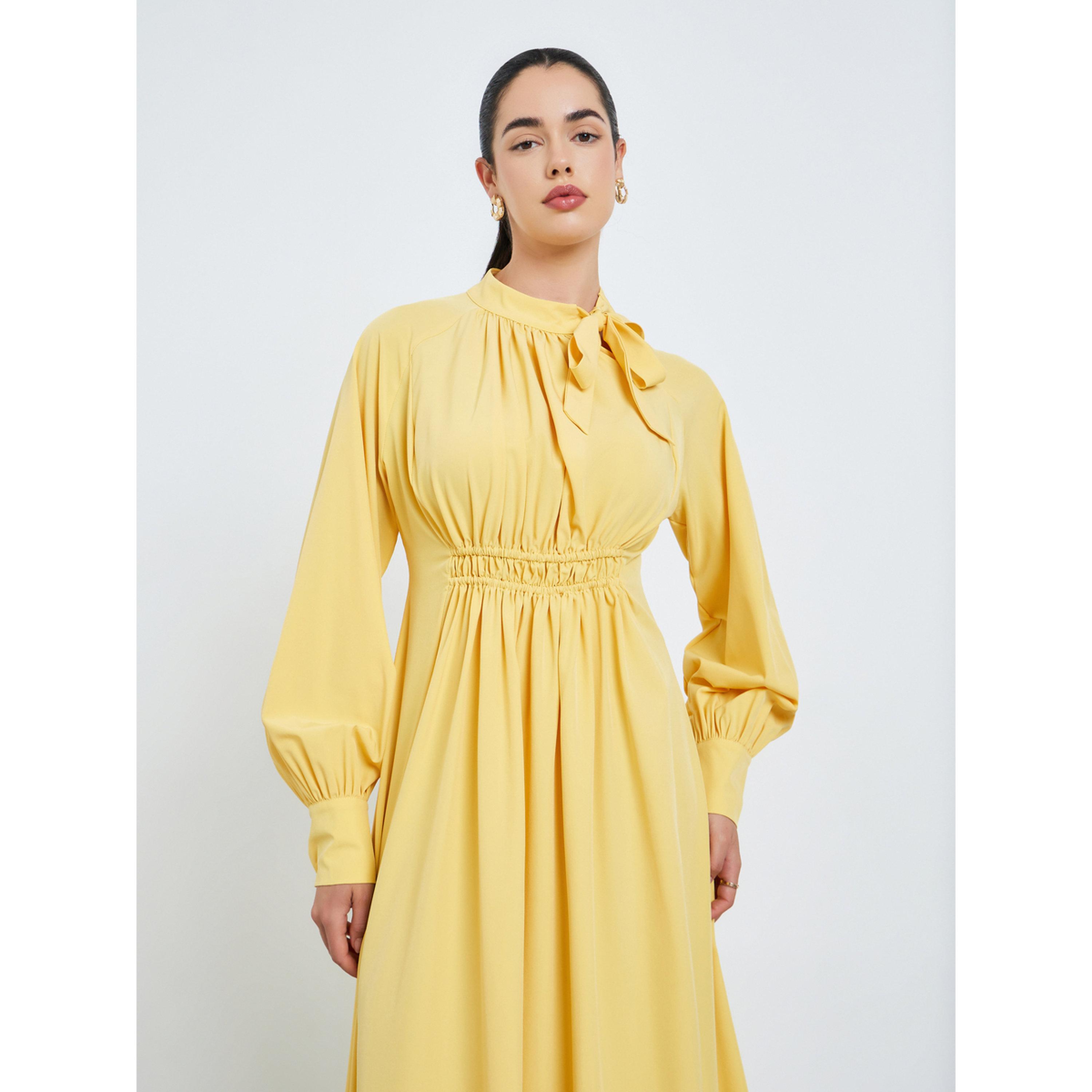 فستان طويل برباط ياقة للنساء-women-clothing-dresses-image-2