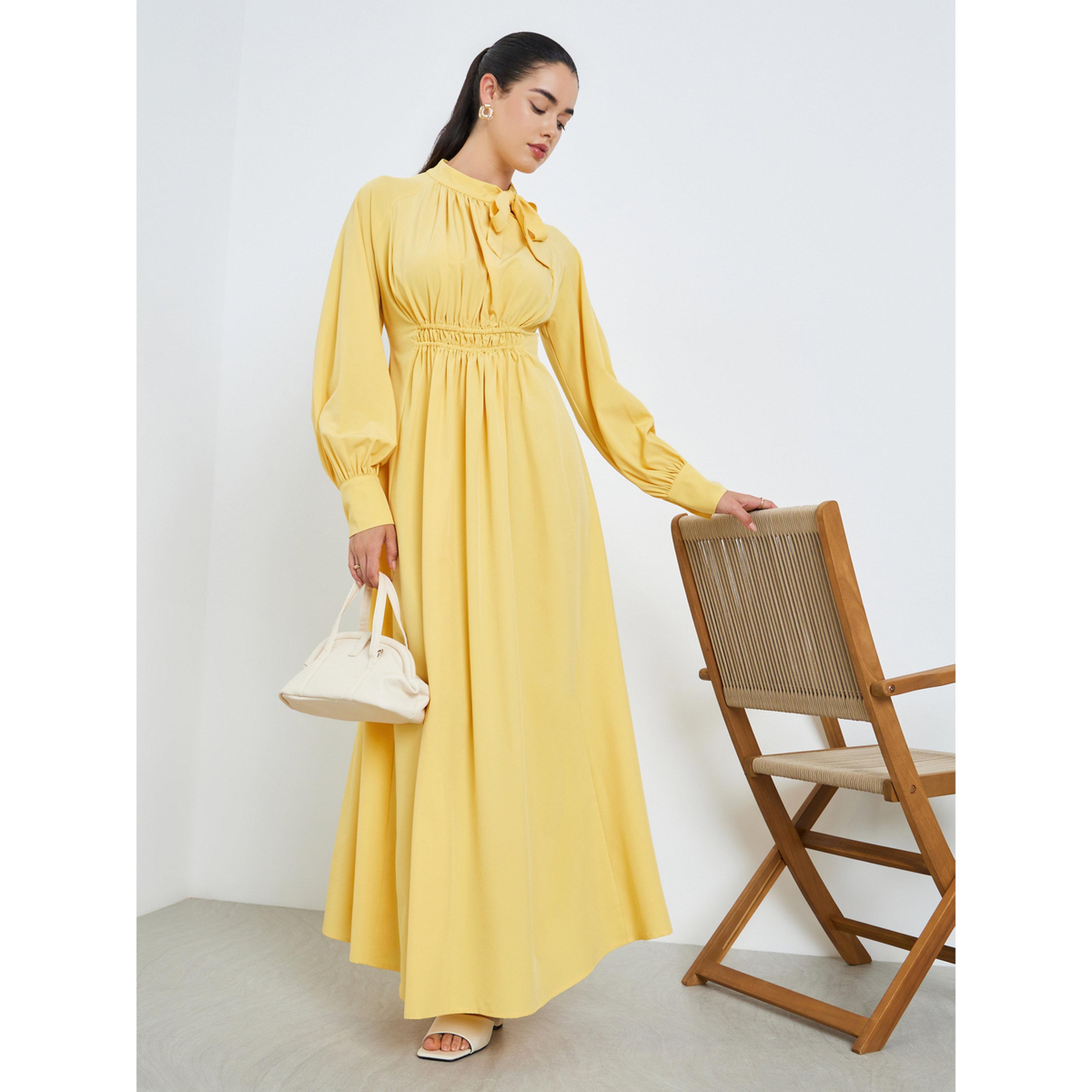 فستان طويل برباط ياقة للنساء-women-clothing-dresses-image-3