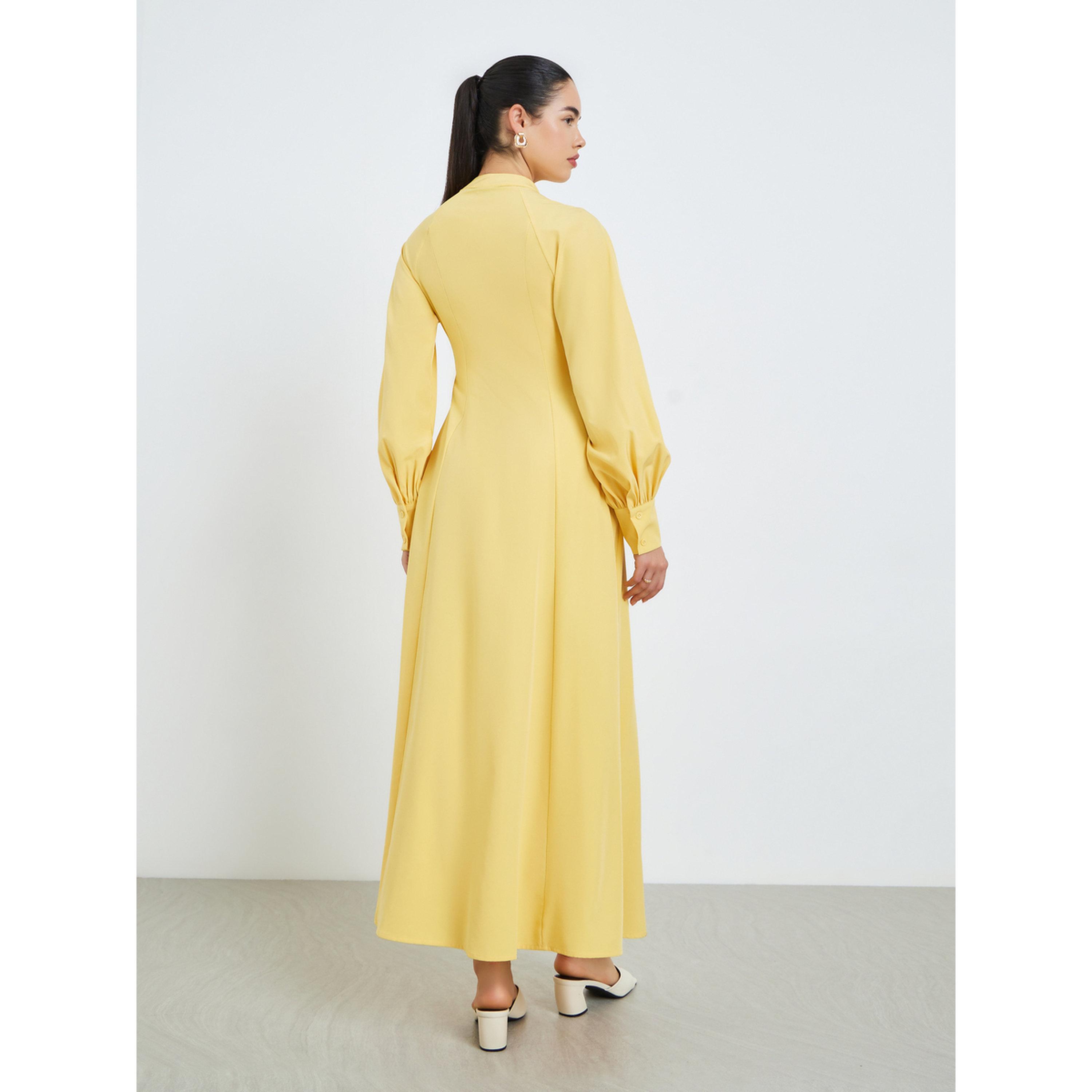 فستان طويل برباط ياقة للنساء-women-clothing-dresses-image-4