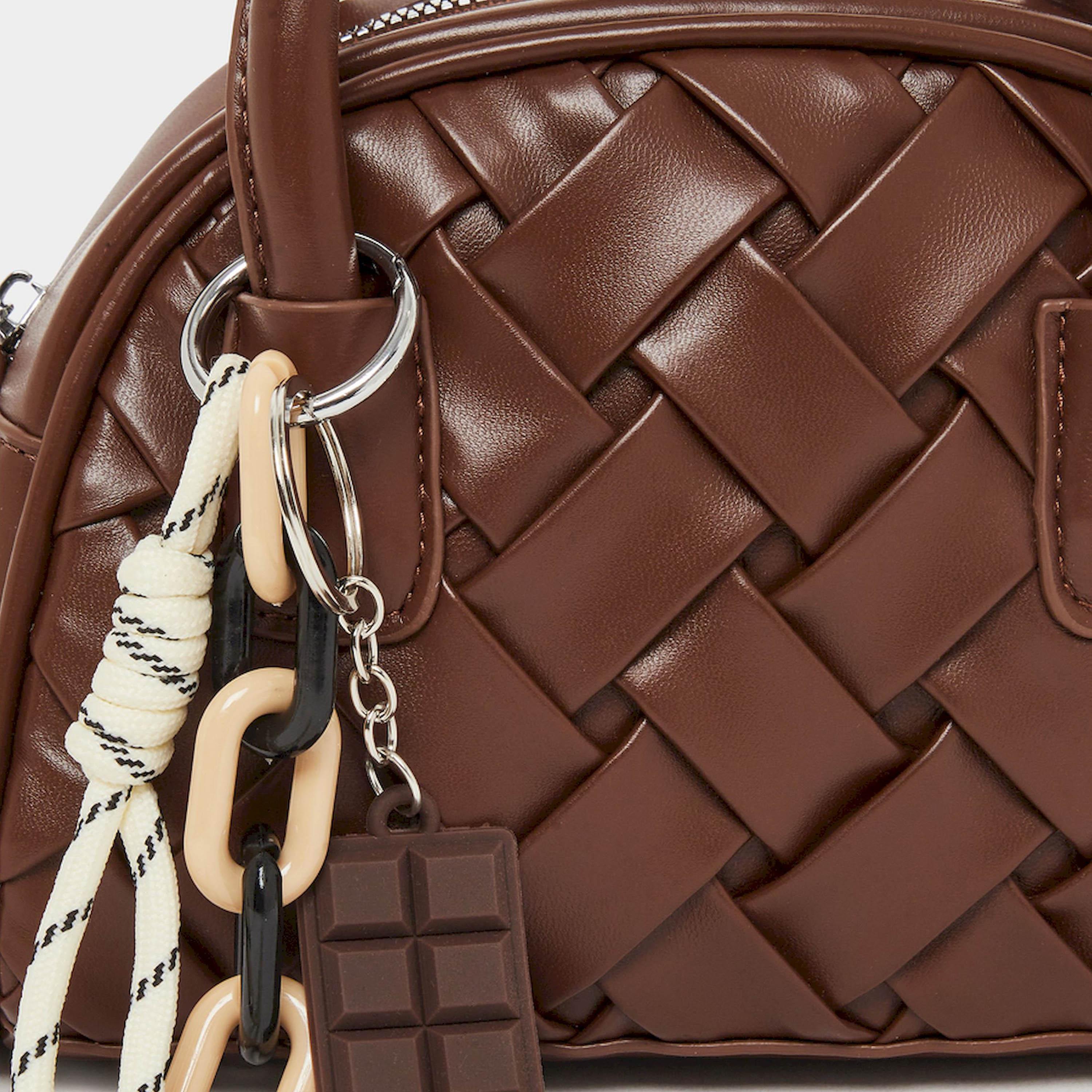 Styli Coffee Brown Woven Baguette Bag with Charm-women-bagsandwallets-handbags-image-3