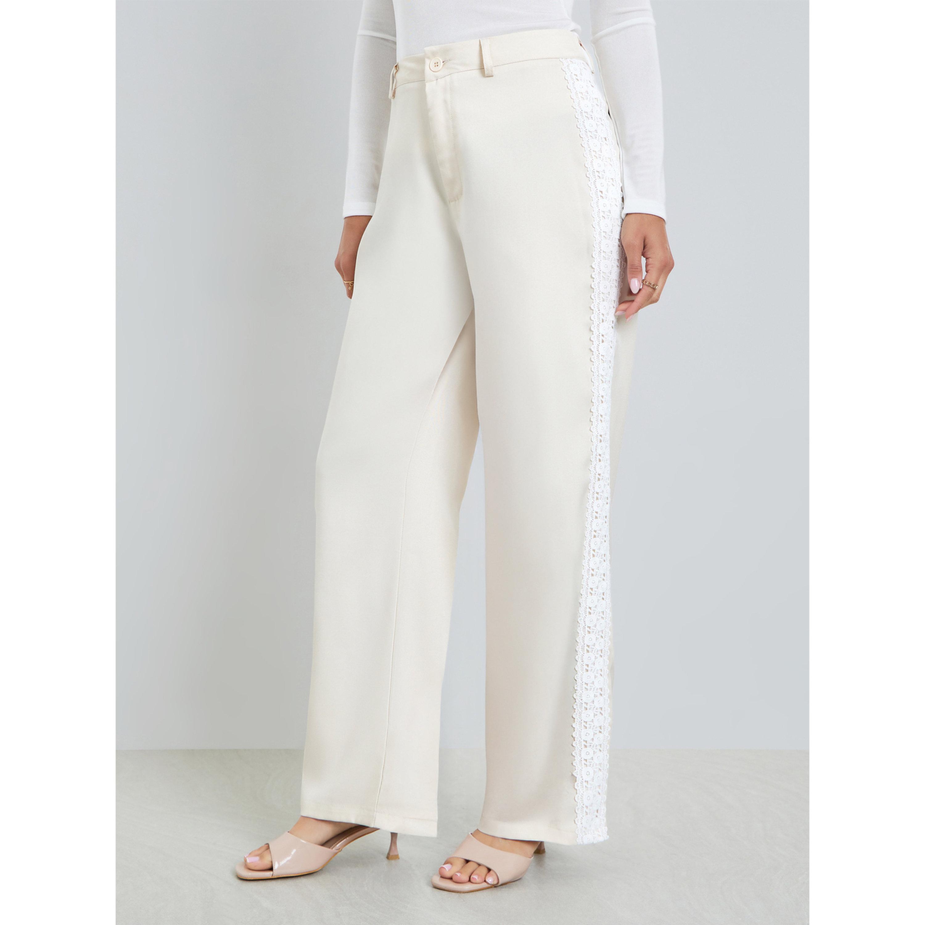بنطال بأرجل واسعة وتفاصيل دانتيل-women-clothing-bottoms-trousers-image-1