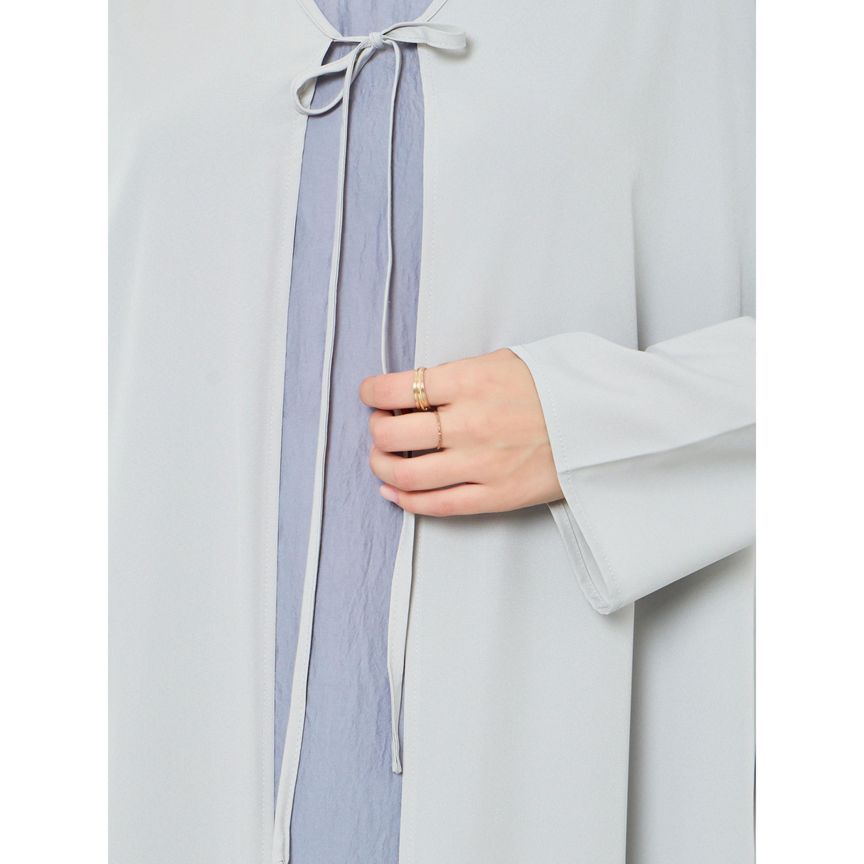 كيمونو بتفاصيل رباط أمامي للنساء-women-arabicclothing-abayas-image-4