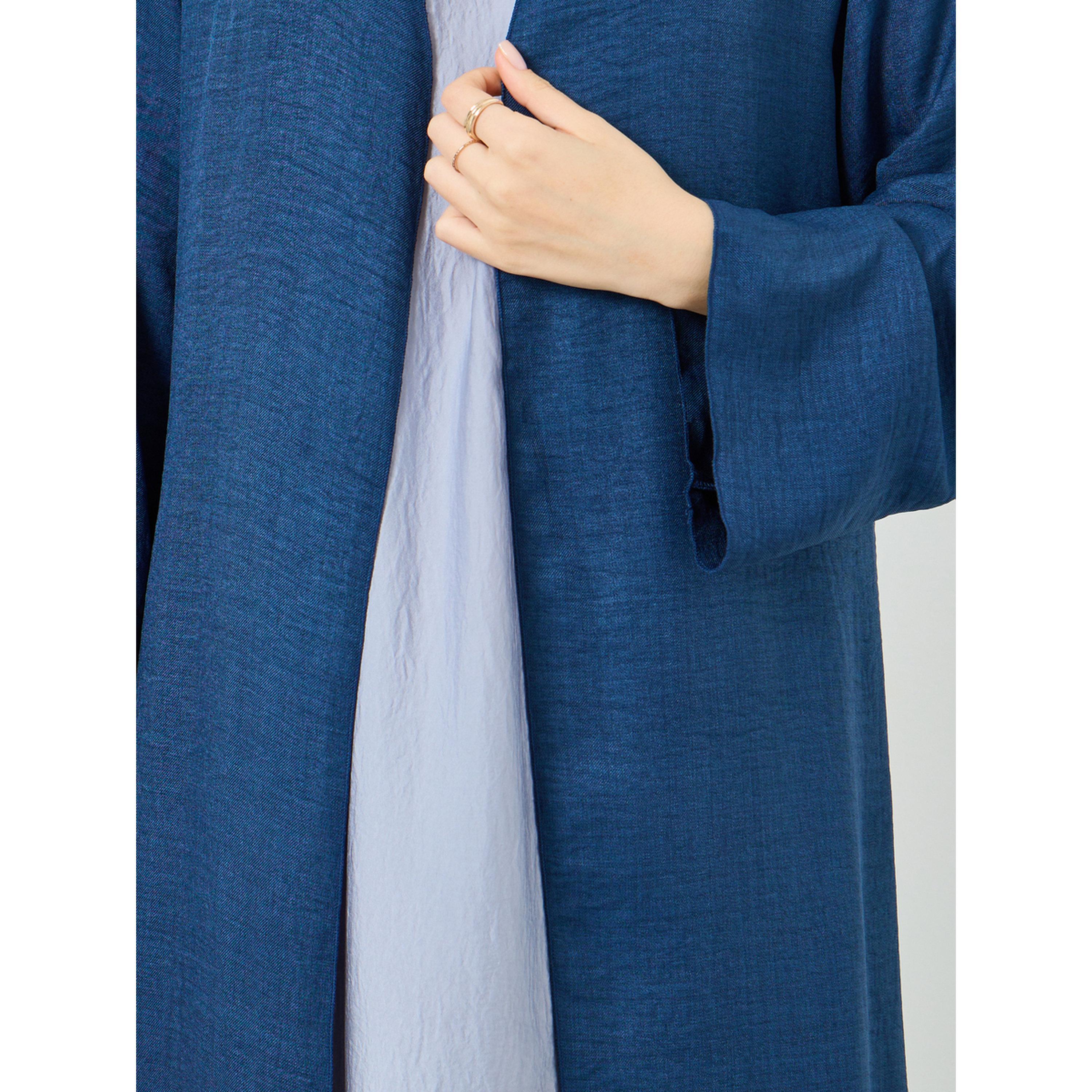 Styli Women Dark Blue A-Line Kimono Abaya-women-arabicclothing-abayas-image-4