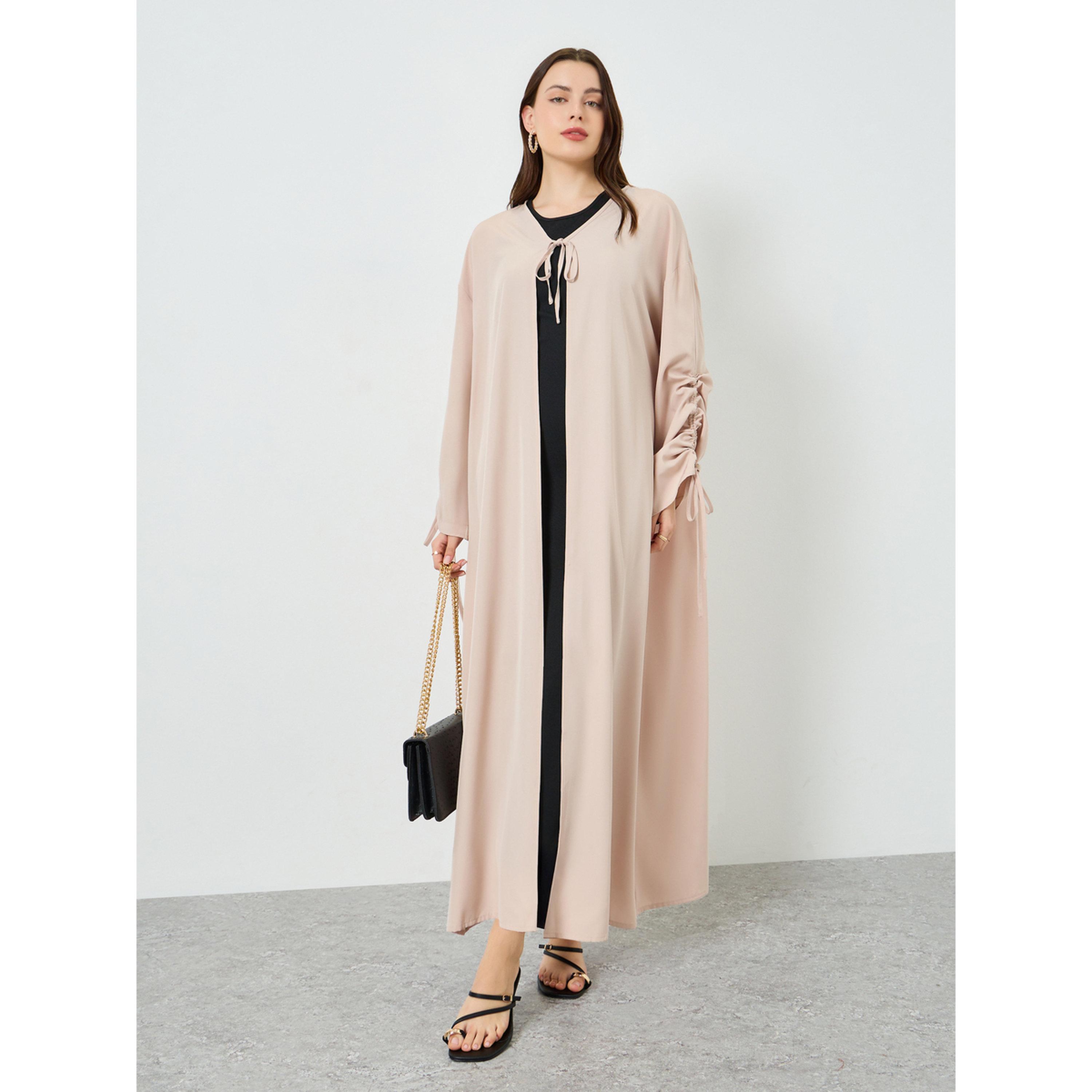 عباية برباط أمامي وأكمام برباط للنساء-women-arabicclothing-abayas-image-1