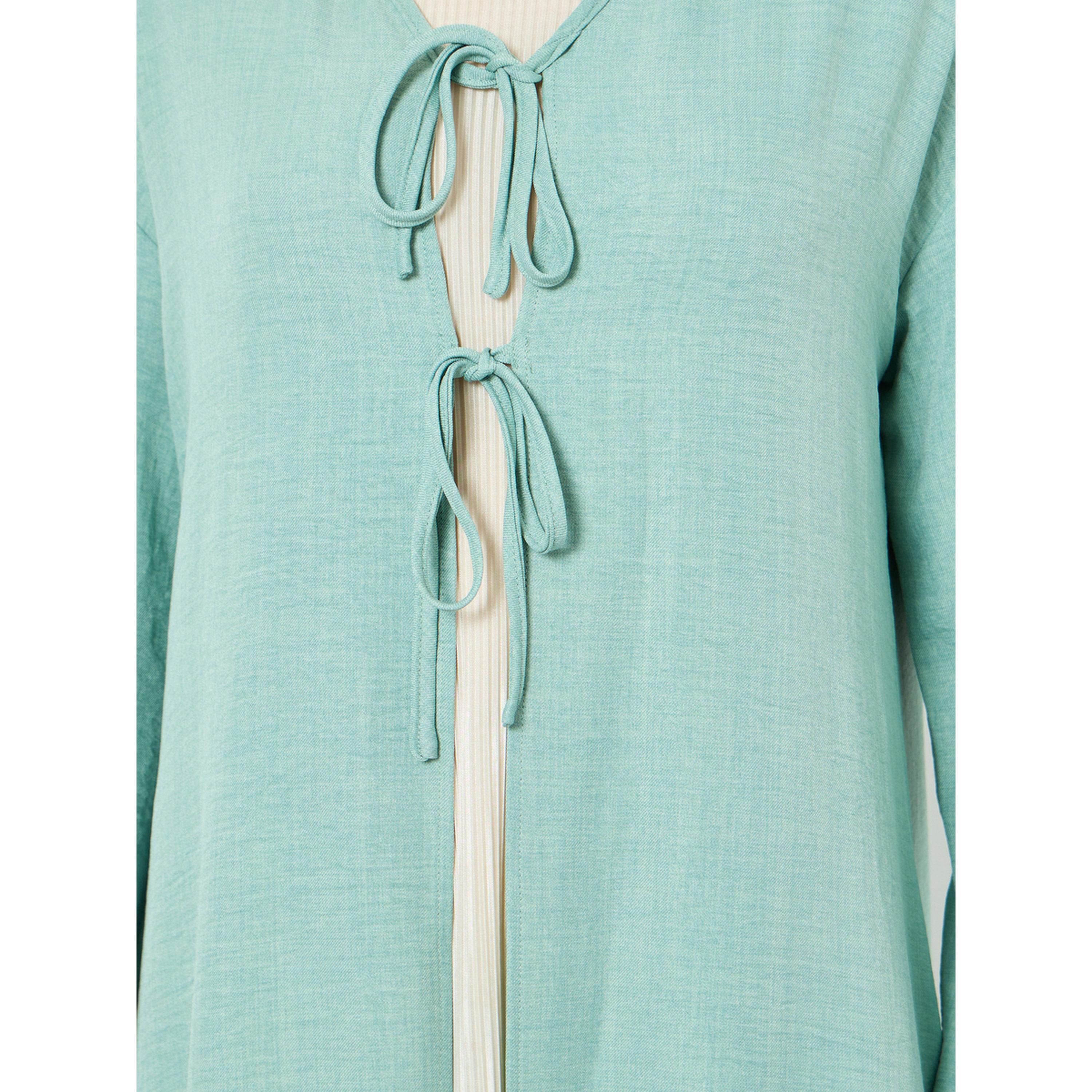 Styli Women Green Front Double-Tie Kimonos-women-arabicclothing-abayas-image-4