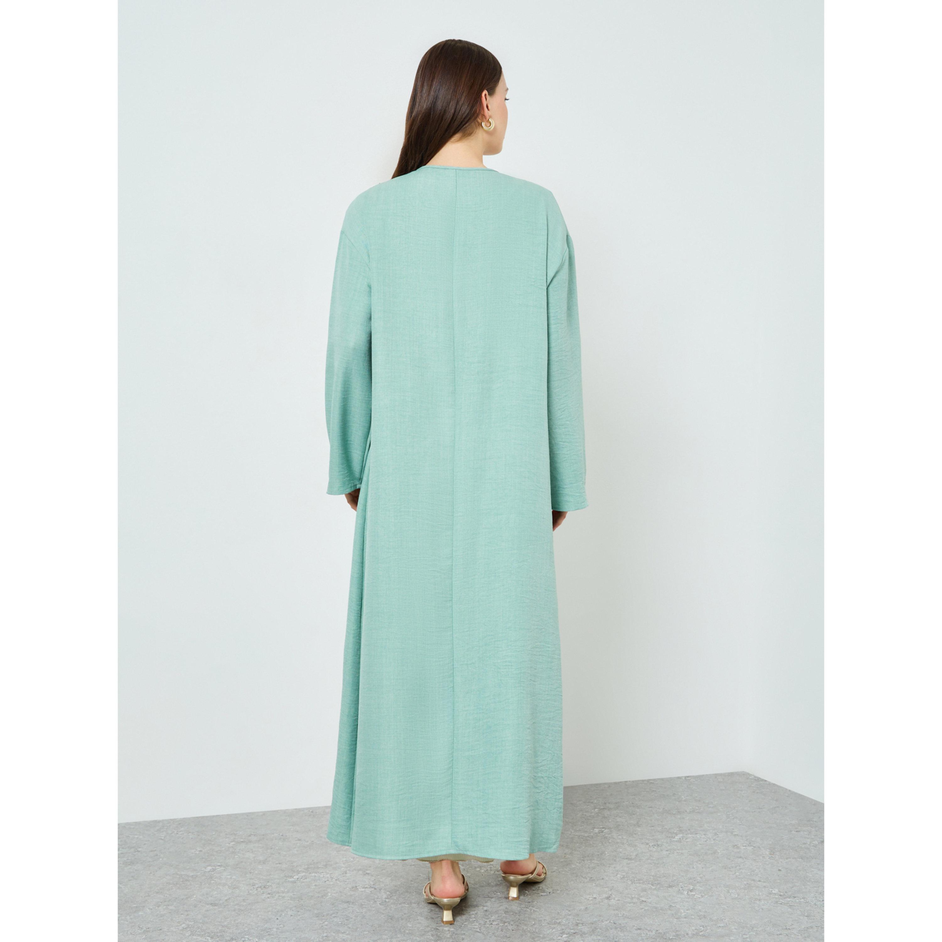 Styli Women Green Front Double-Tie Kimonos-women-arabicclothing-abayas-image-5