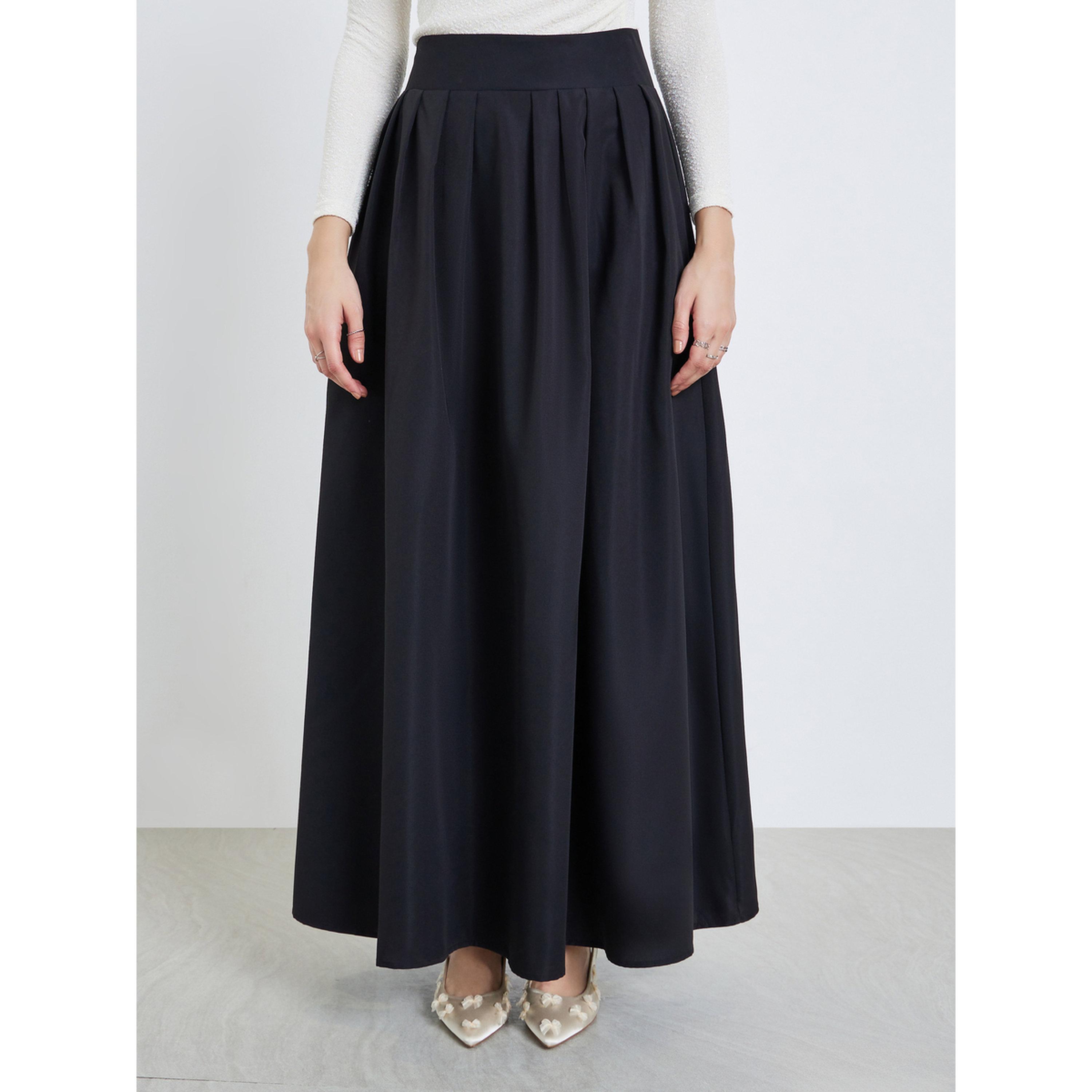 تنورة طويلة مكسرة بحافة واسعة-women-clothing-bottoms-skirts-image-1