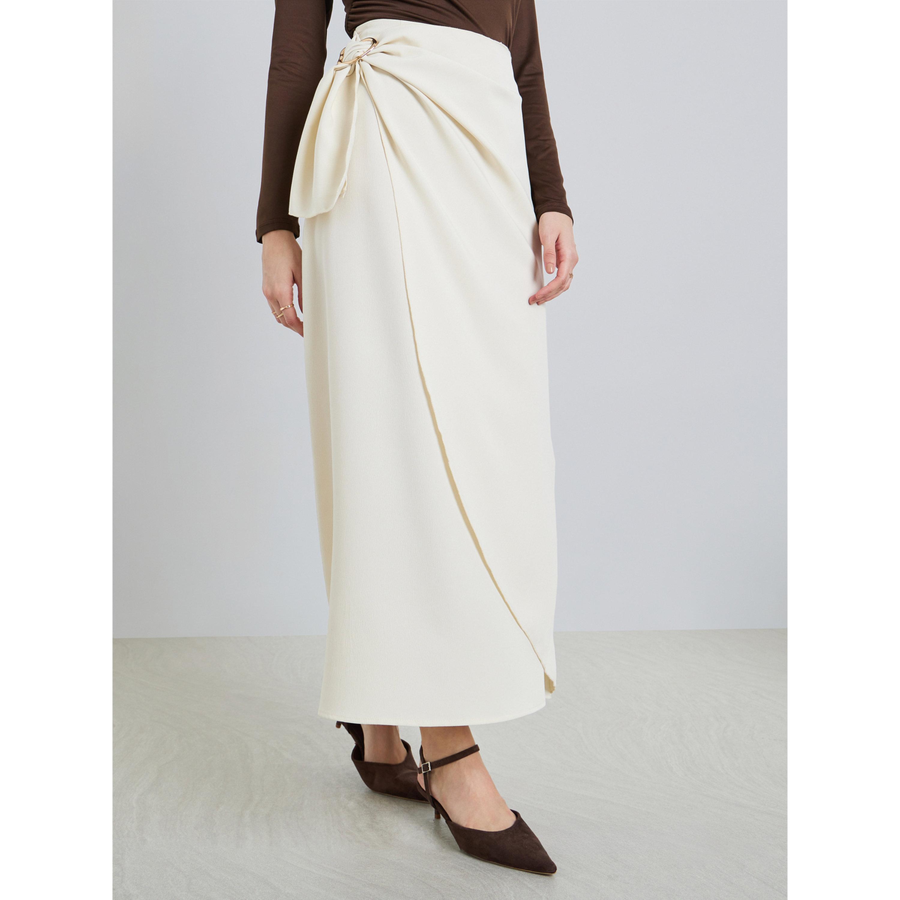 تنورة ميدي بتصميم لف-women-clothing-bottoms-skirts-image-1