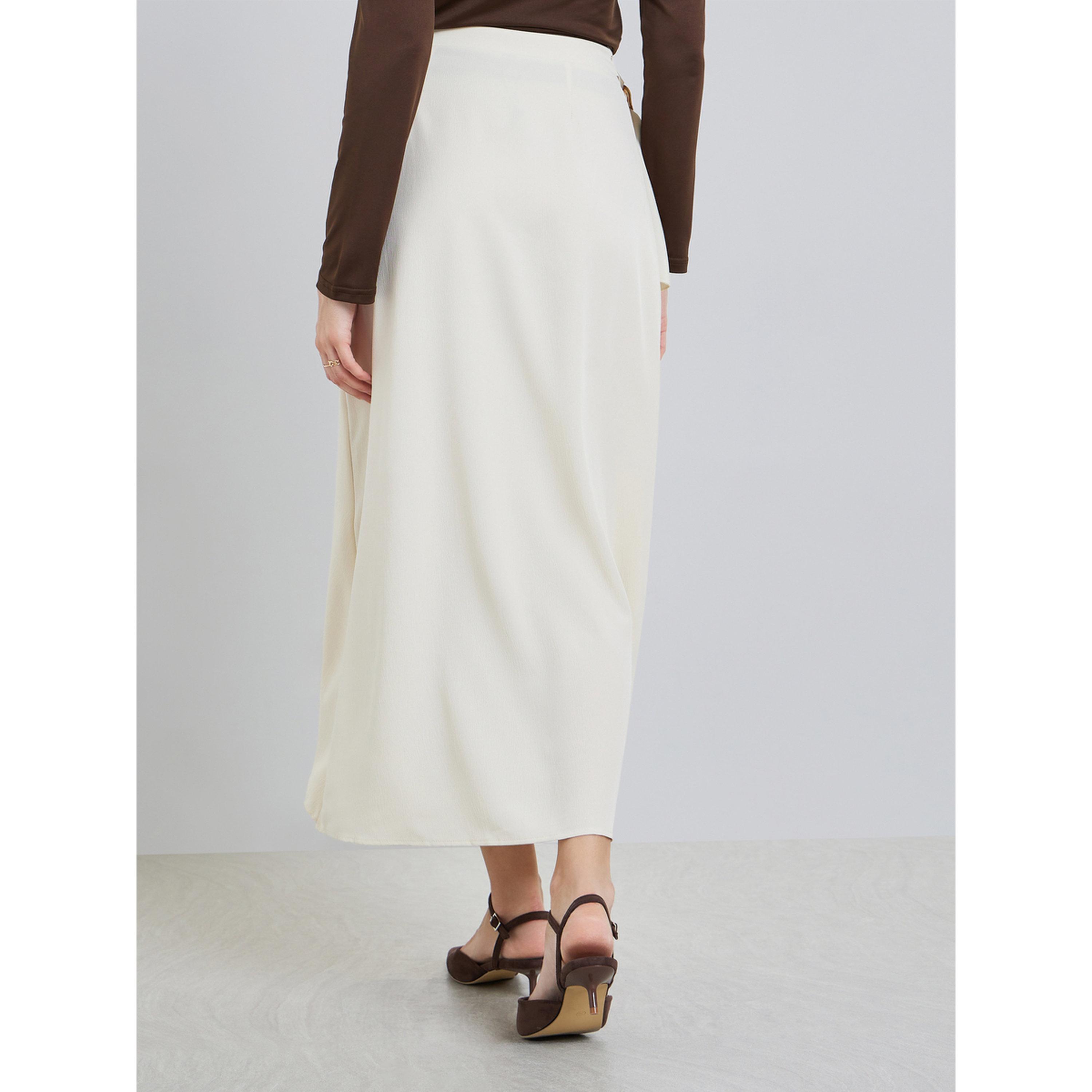 Styli Women Beige Wrap Midi Skirt-women-clothing-bottoms-skirts-image-4