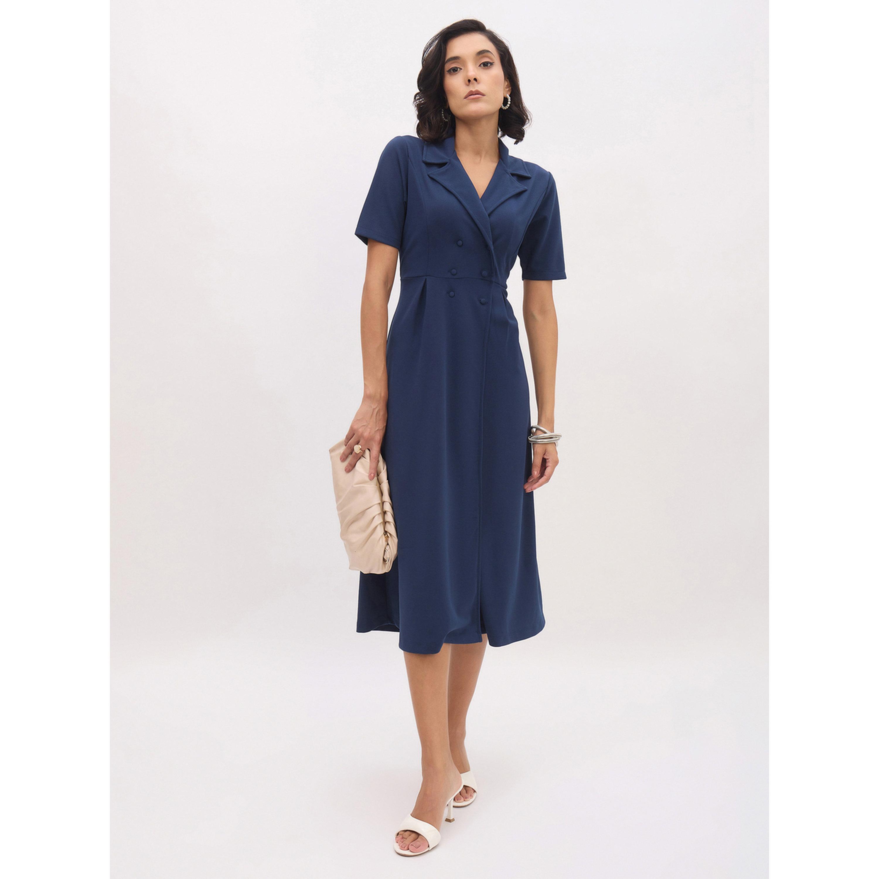 فستان ميدي نسائي بأزرار وياقة مطوية-women-clothing-dresses-image-1