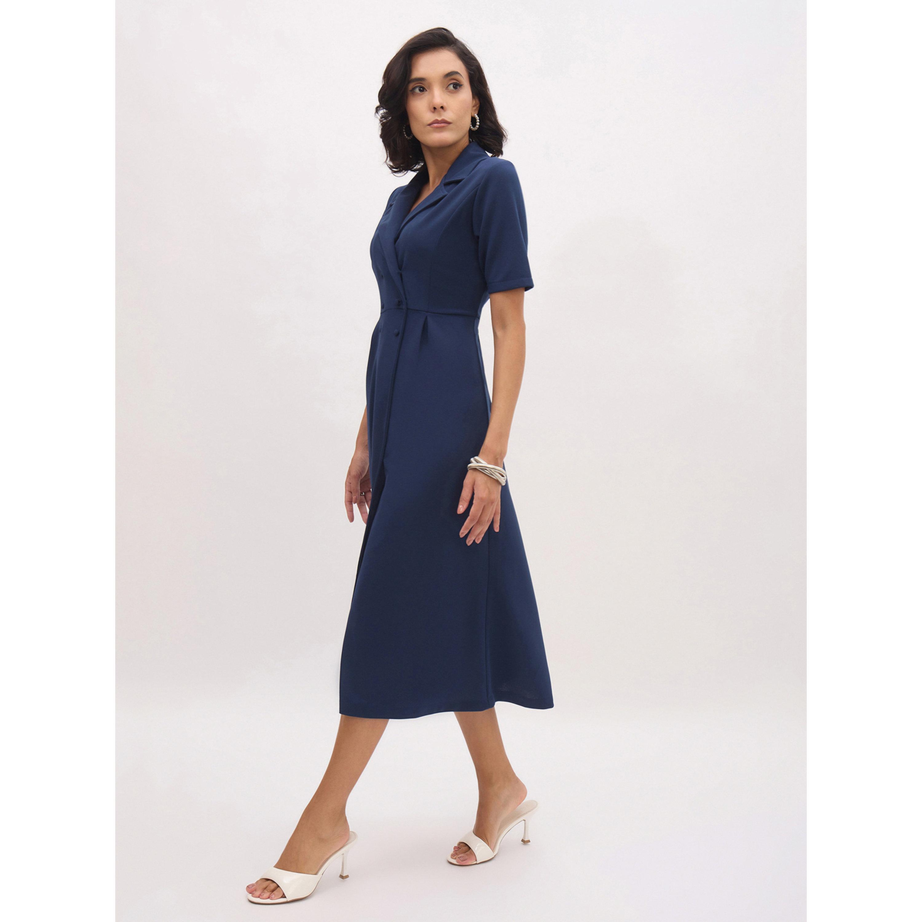 فستان ميدي نسائي بأزرار وياقة مطوية-women-clothing-dresses-image-2