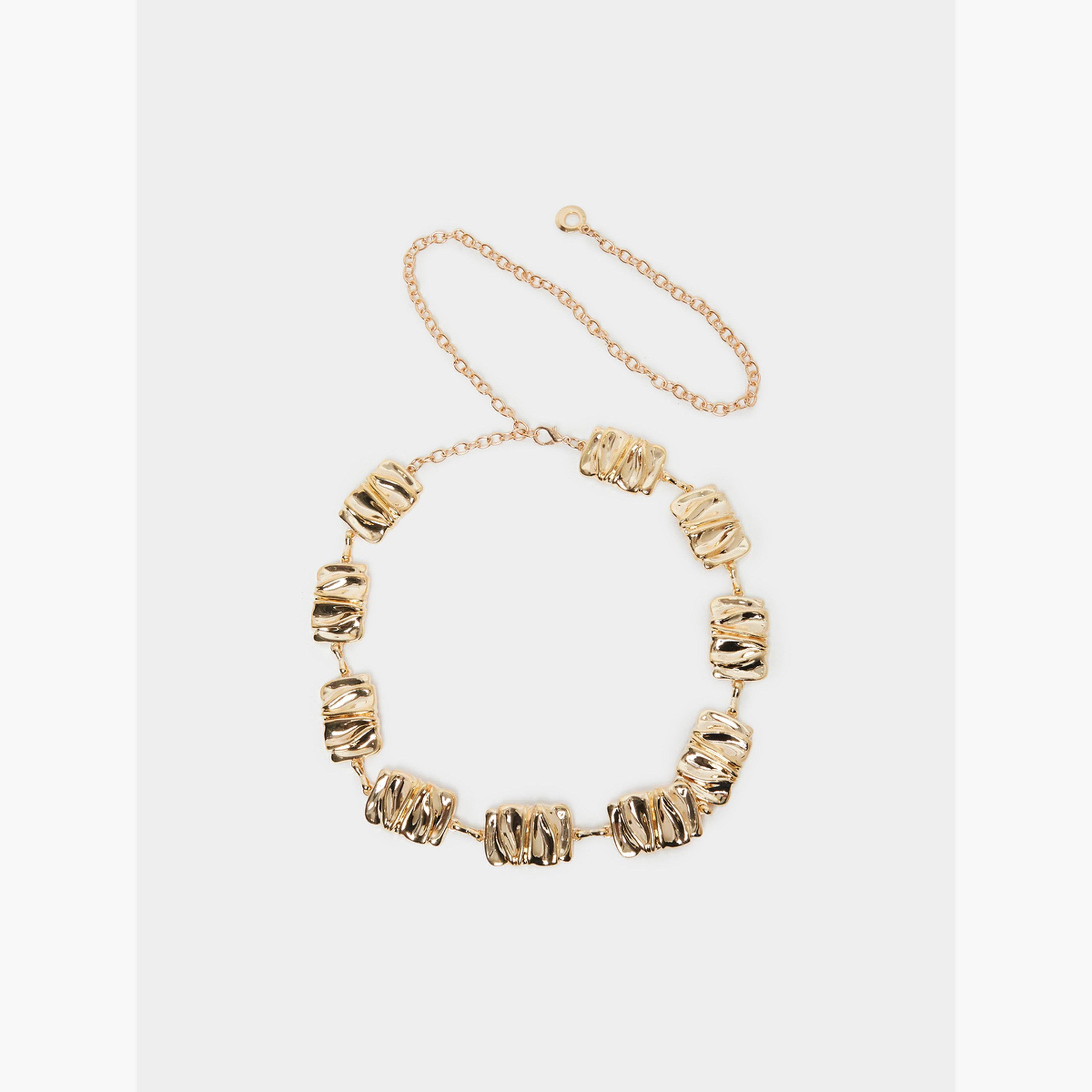 Styli Women Gold Textured Link Chain Belt-women-clothingaccessories-belts-image-1