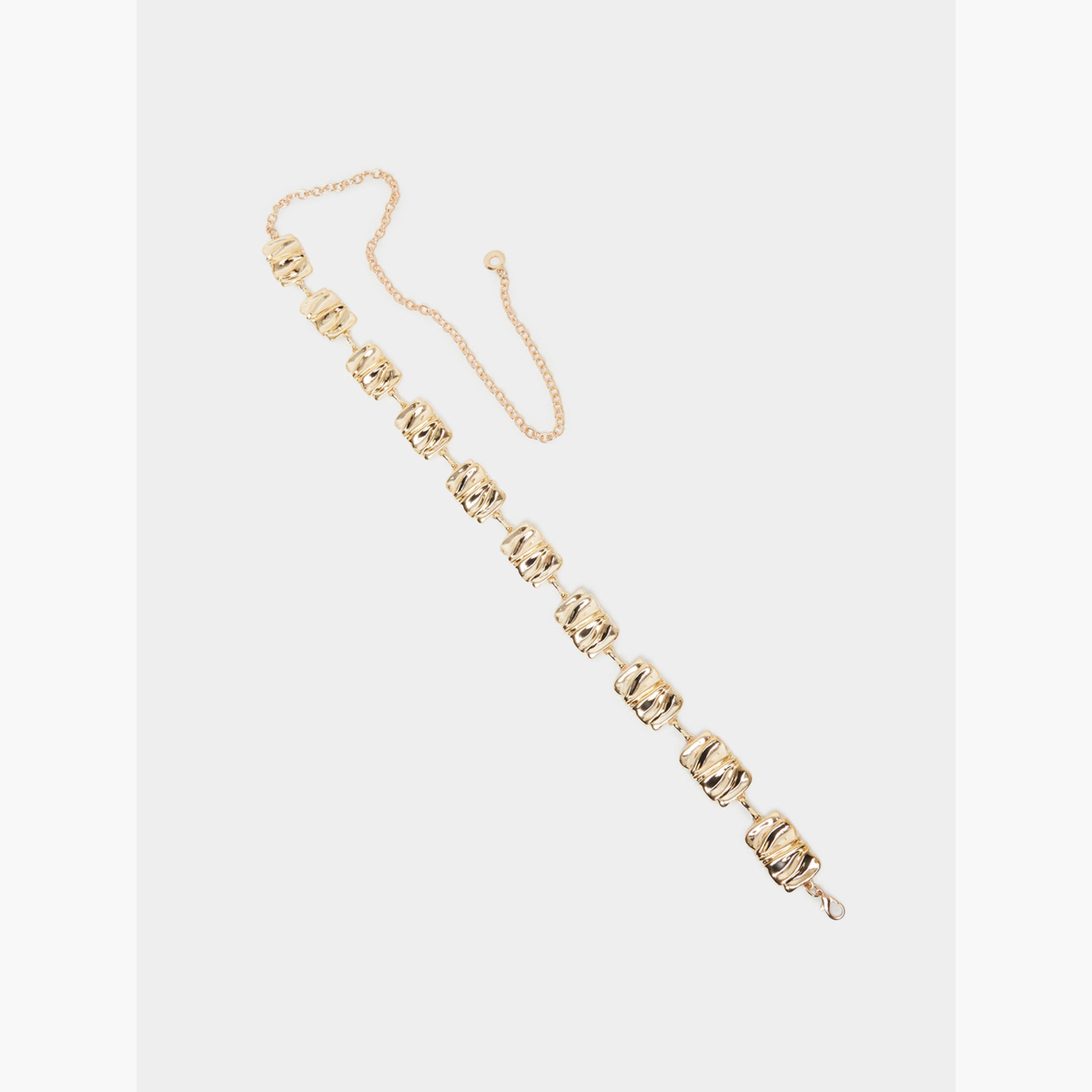 Styli Women Gold Textured Link Chain Belt-women-clothingaccessories-belts-image-2