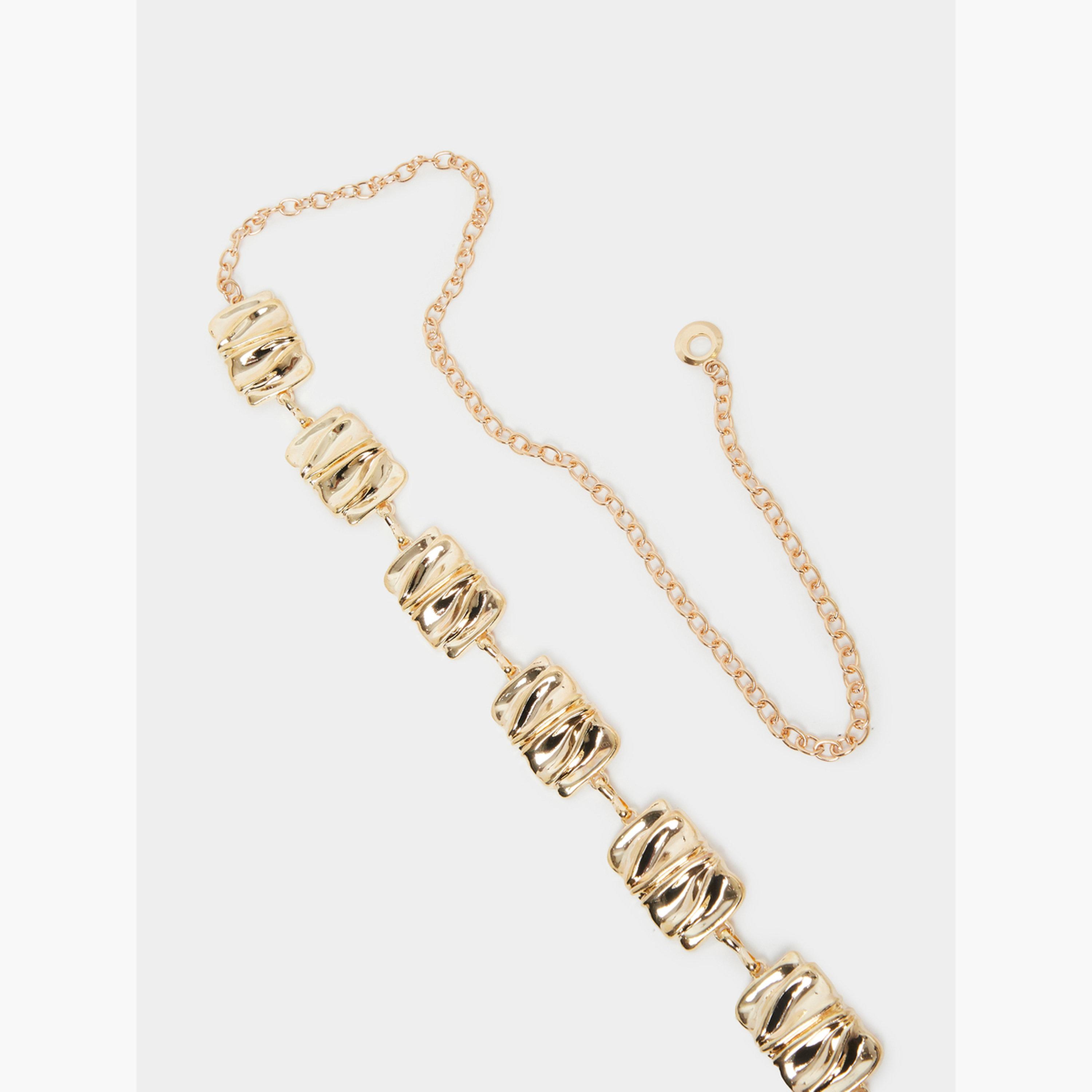 Styli Women Gold Textured Link Chain Belt-women-clothingaccessories-belts-image-4