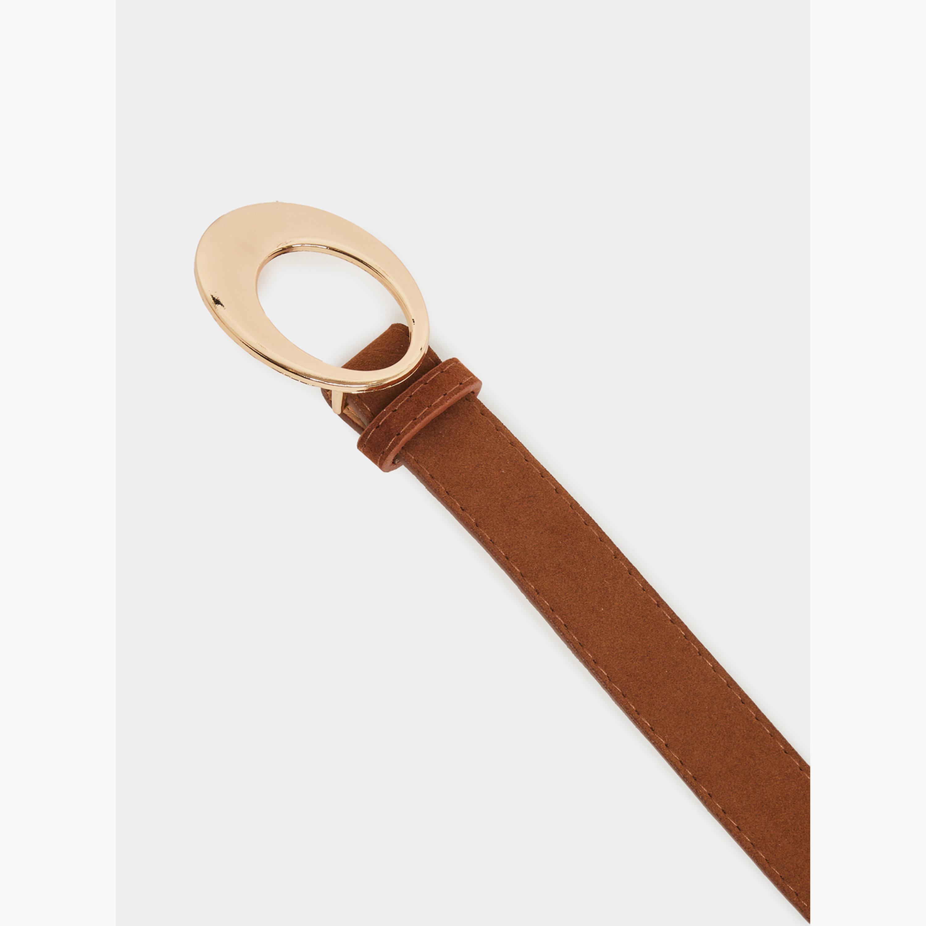 حزام سويد صناعي مع إبزيم بيضاوي-women-clothingaccessories-belts-image-5