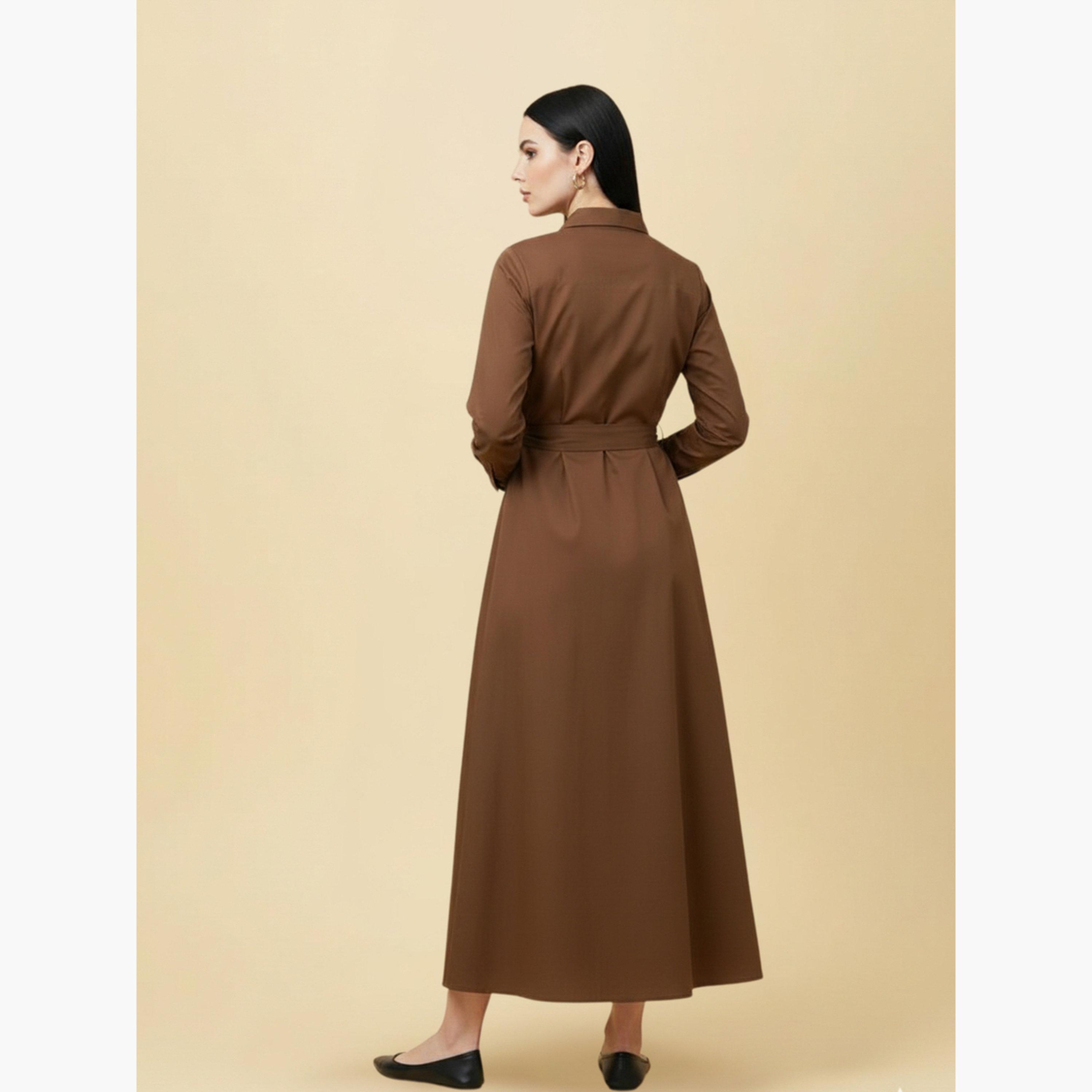 فستان طويل قطن بتصميم قميص للنساء-women-clothing-dresses-image-5