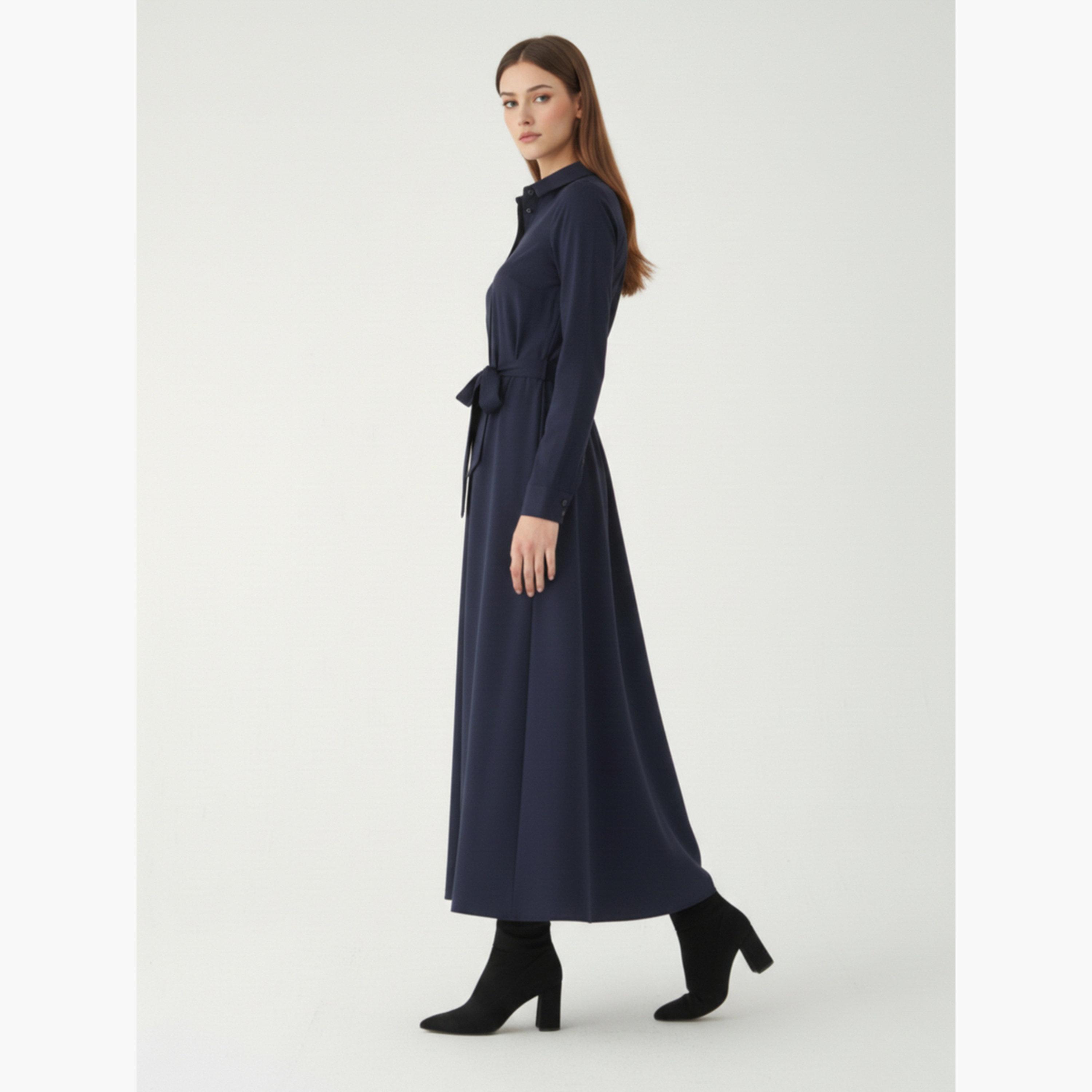 فستان طويل قطن بتصميم قميص للنساء-women-clothing-dresses-image-3