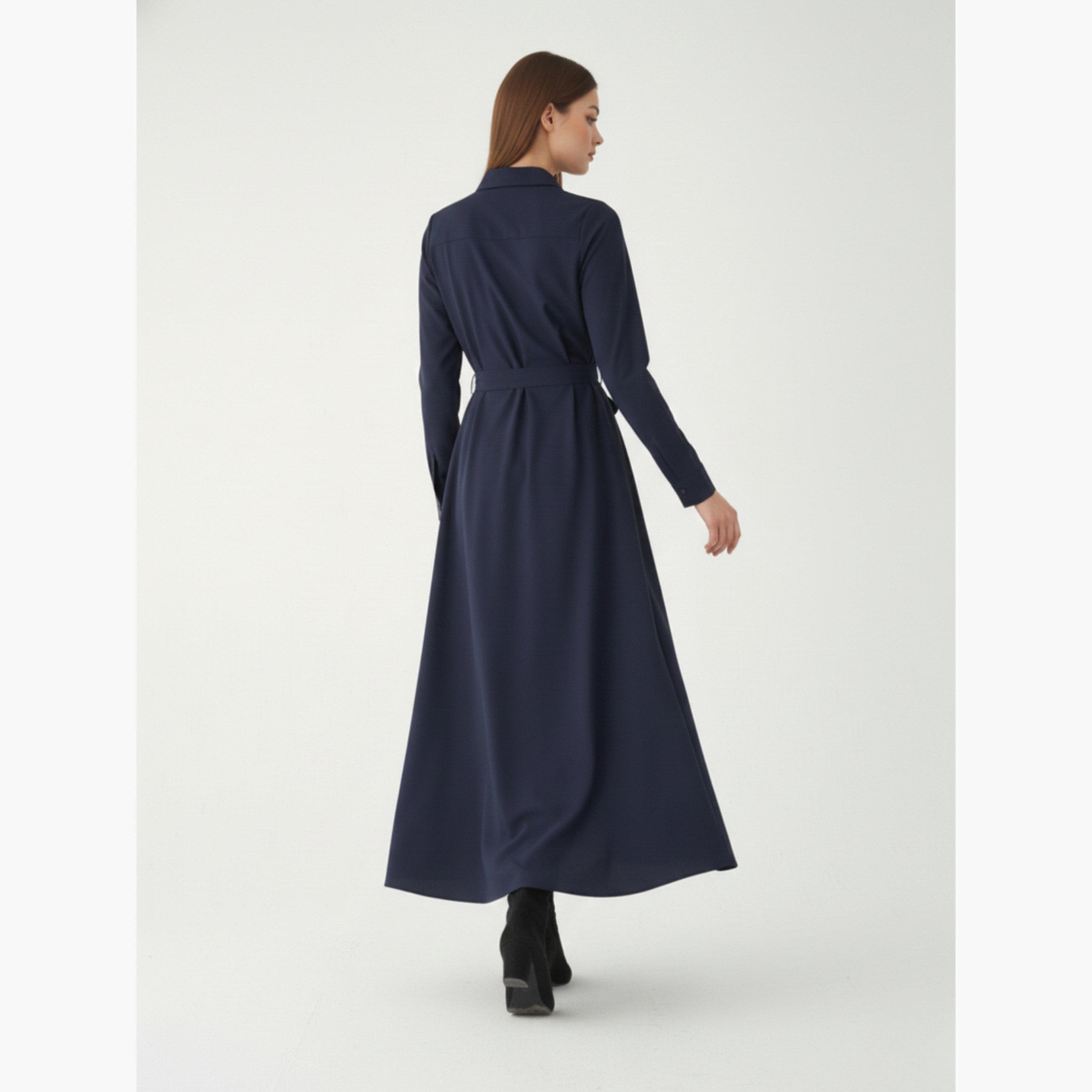 فستان طويل قطن بتصميم قميص للنساء-women-clothing-dresses-image-4