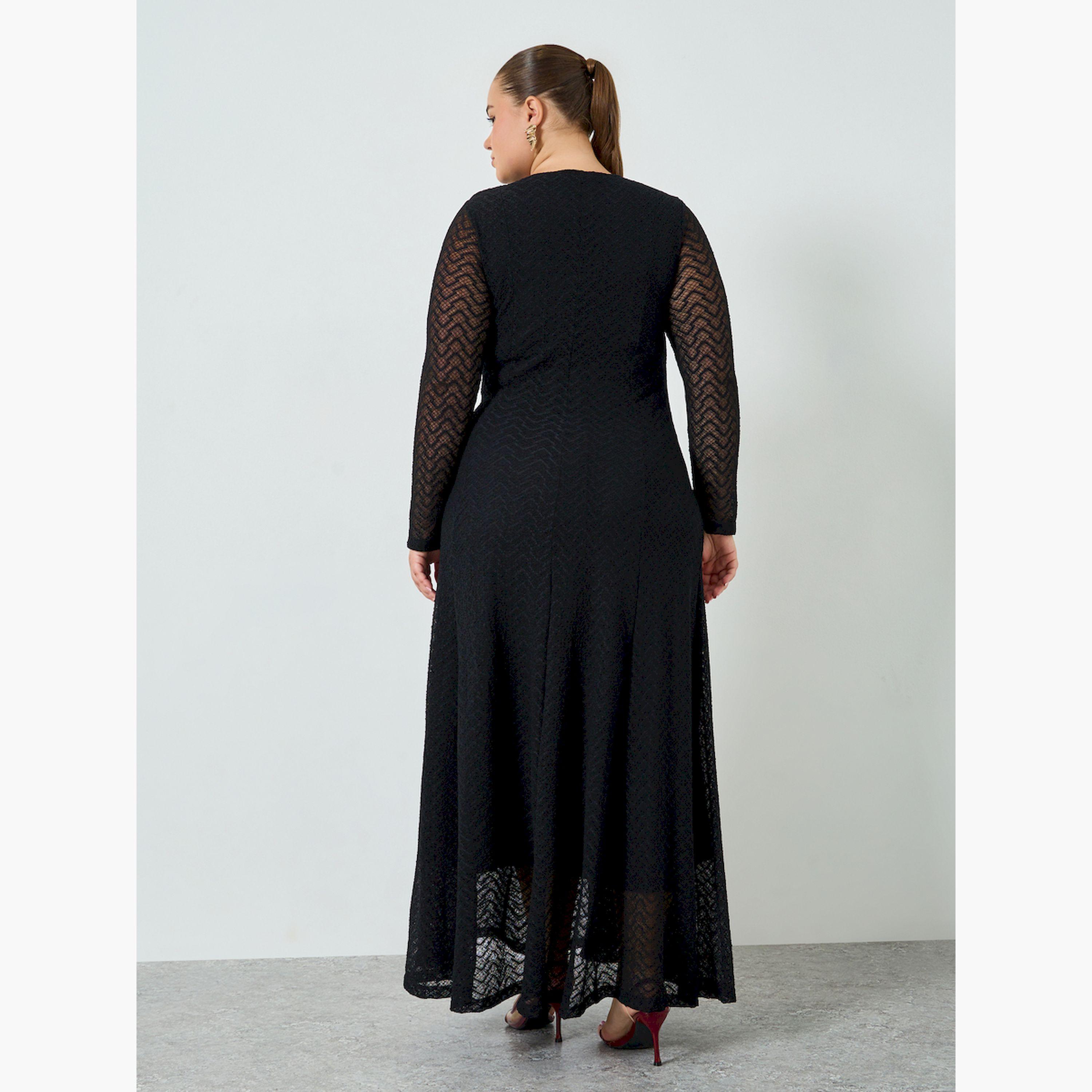 فستان طويل مقاس كبير دانتيل بحافة واسعة-women-clothing-dresses-image-4