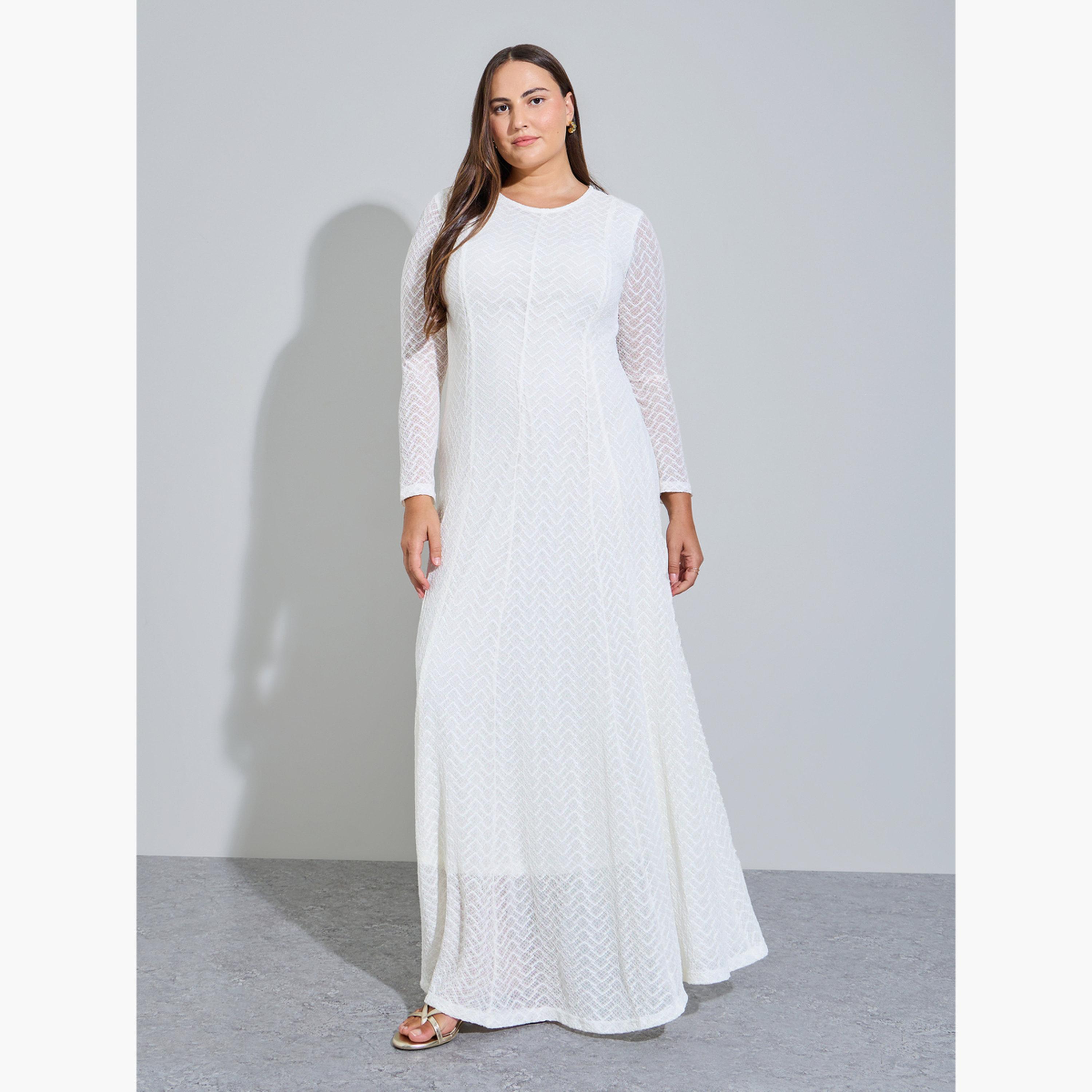 Styli Plus Size White Lace Insert A-Line Maxi Dress-women-clothing-dresses-image-1