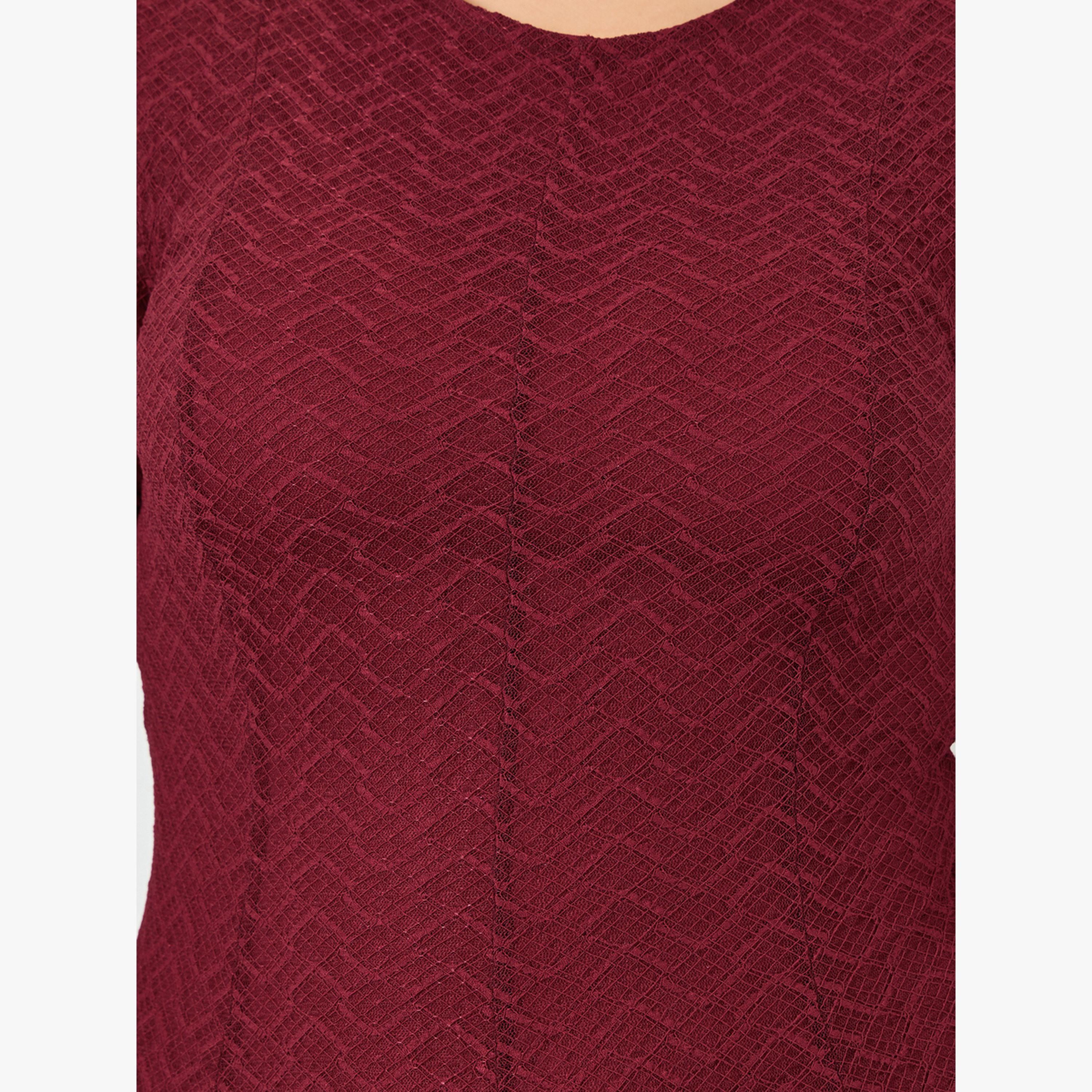 فستان طويل مقاس كبير بتفاصيل دانتيل وحافة واسعة-women-clothing-dresses-image-5