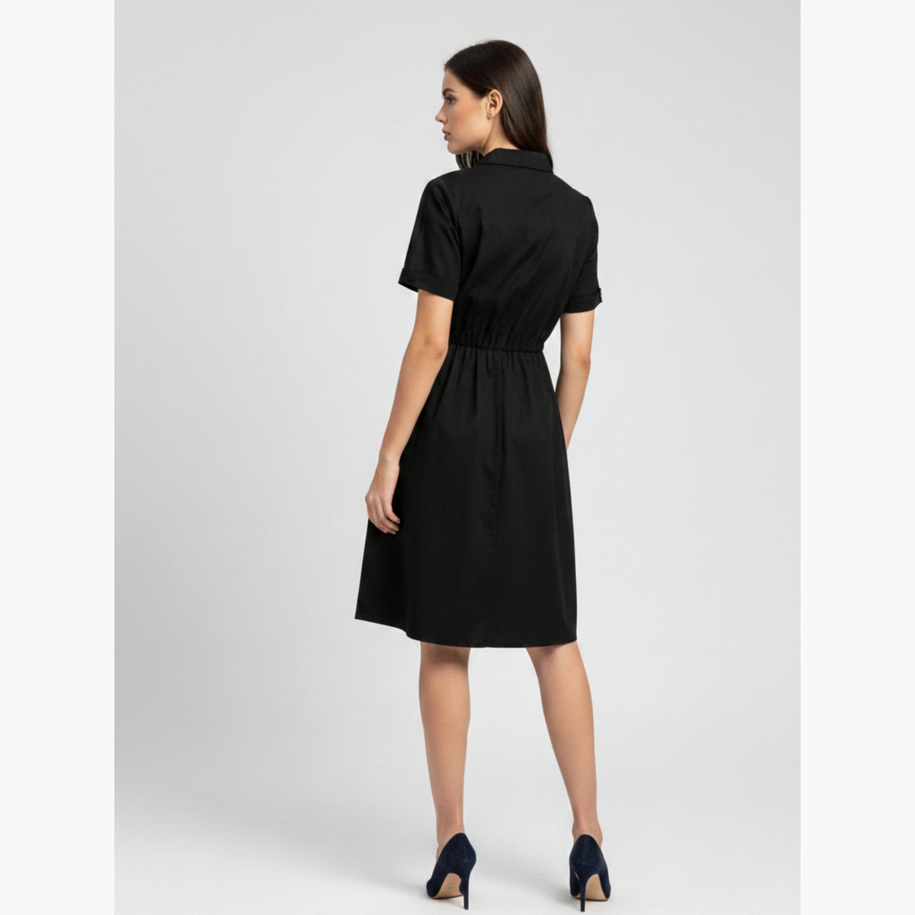فستان ميدي قطن بوبلين للنساء-women-clothing-dresses-image-3