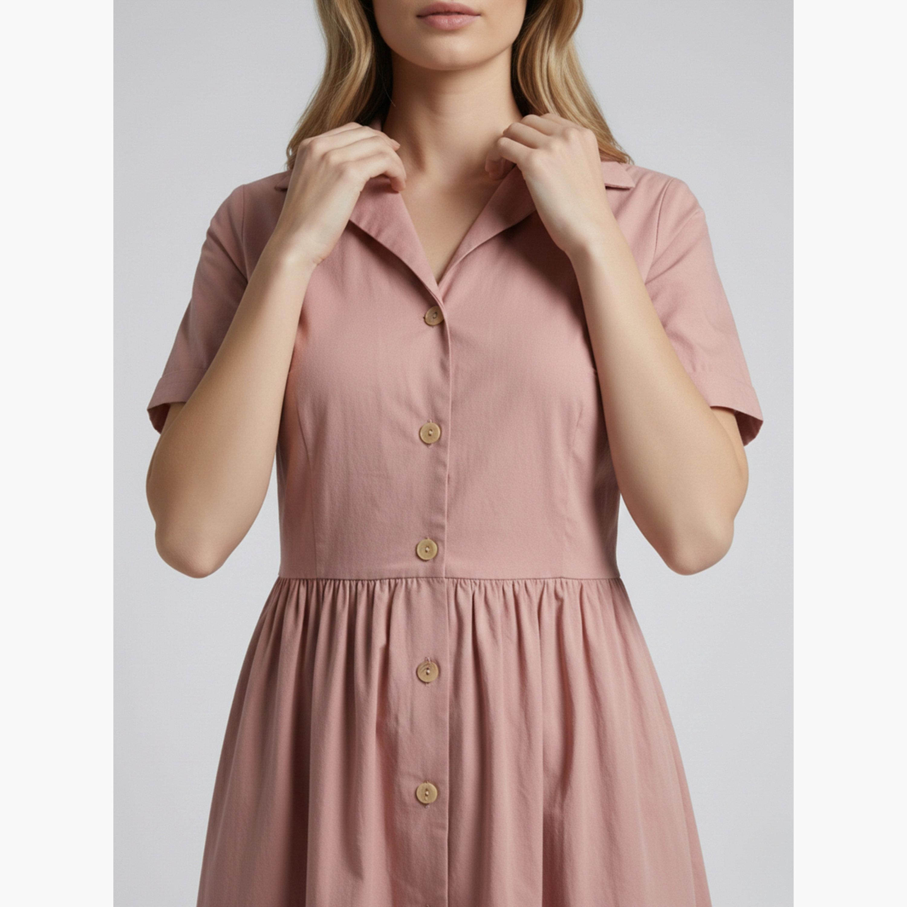 فستان ميدي قطن بوبلين للنساء-women-clothing-dresses-image-5
