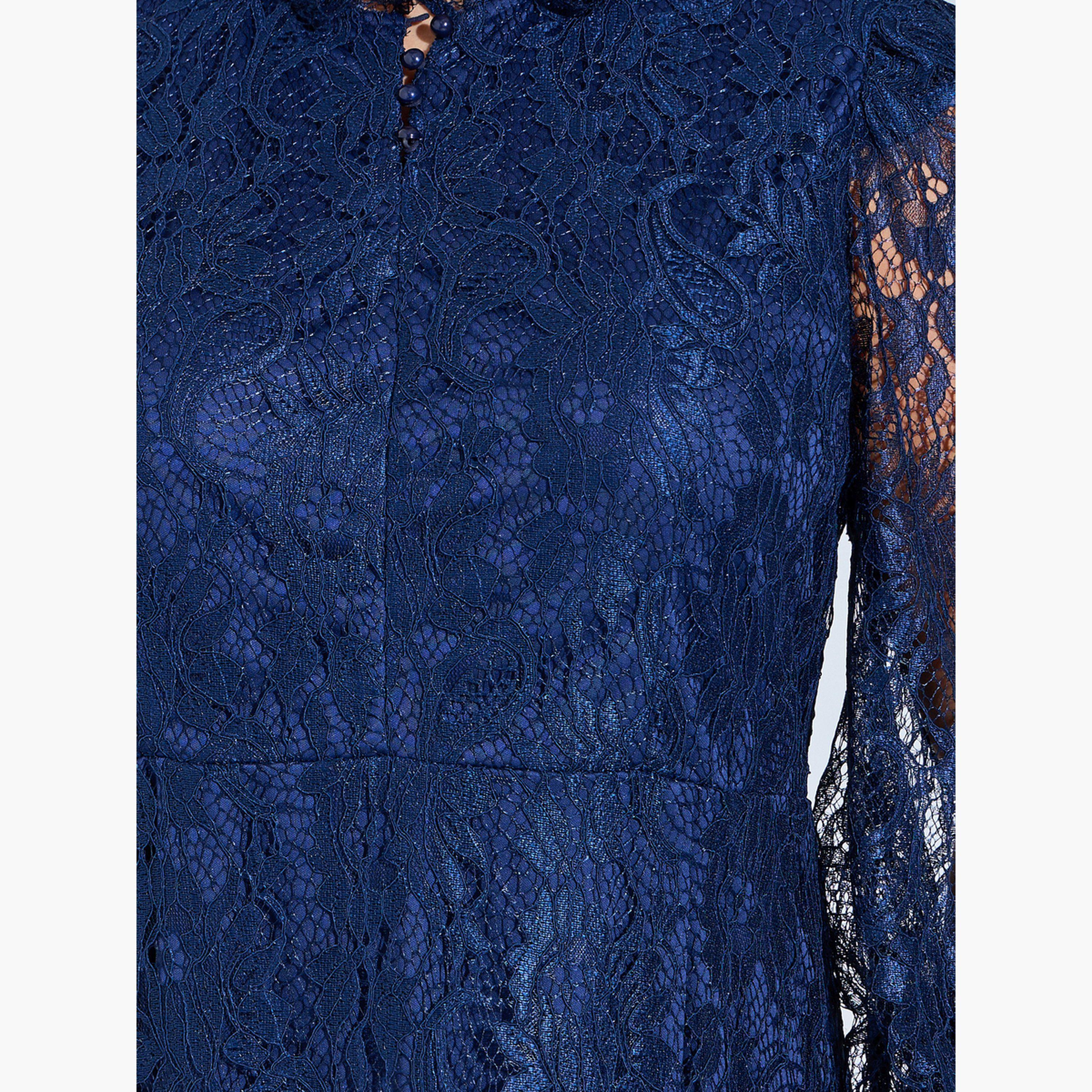 Styli Plus Size Nave Blue Lace Long Sleeves A-Line Midi Dress-women-clothing-dresses-image-5