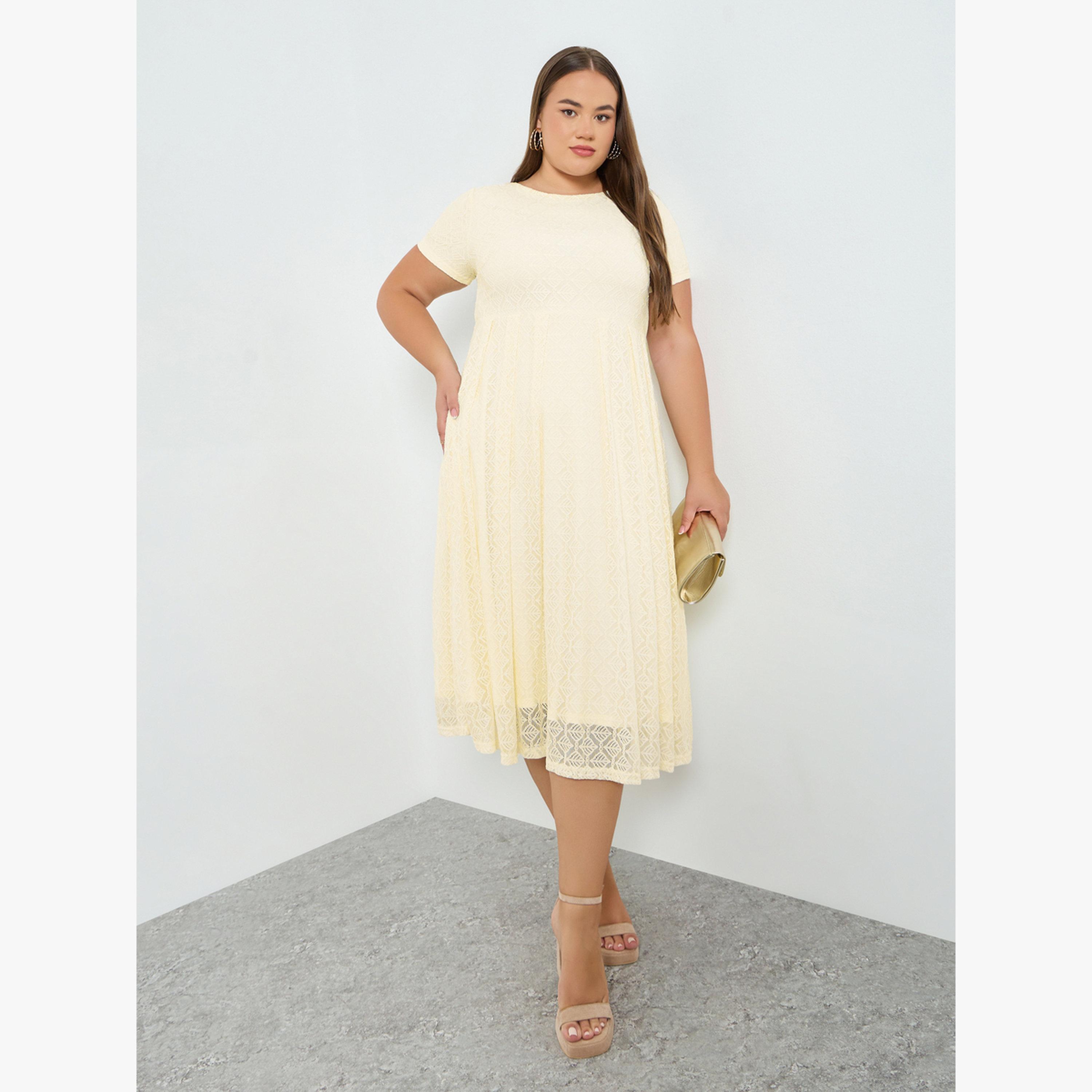 Styli Plus Size Lace Insert Midi Dress-women-clothing-dresses-image-1