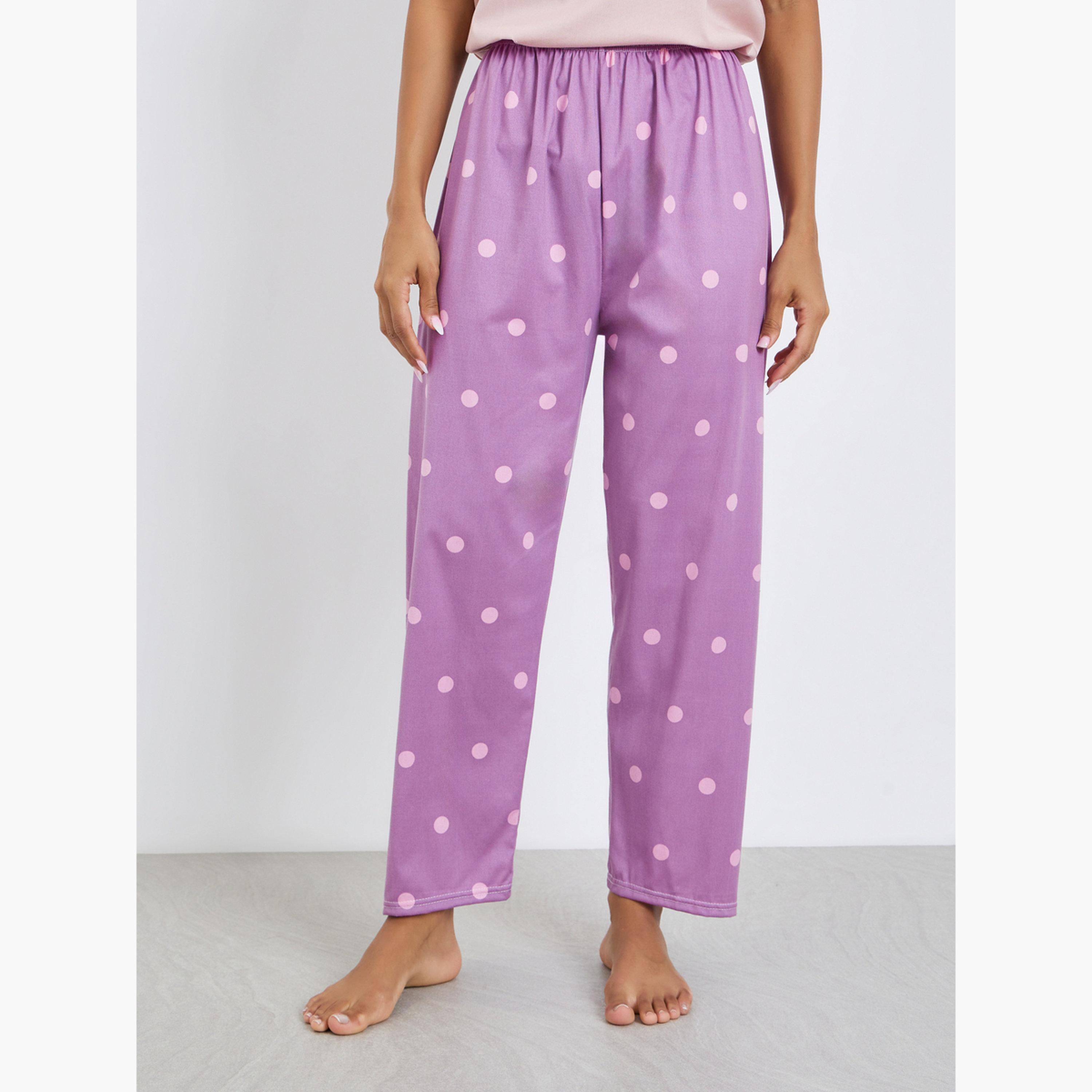 طقم 3 قطع تيشيرت مطبوع وشورت وبيجاما-women-clothing-nightwear-pyjamas-longsets-image-5