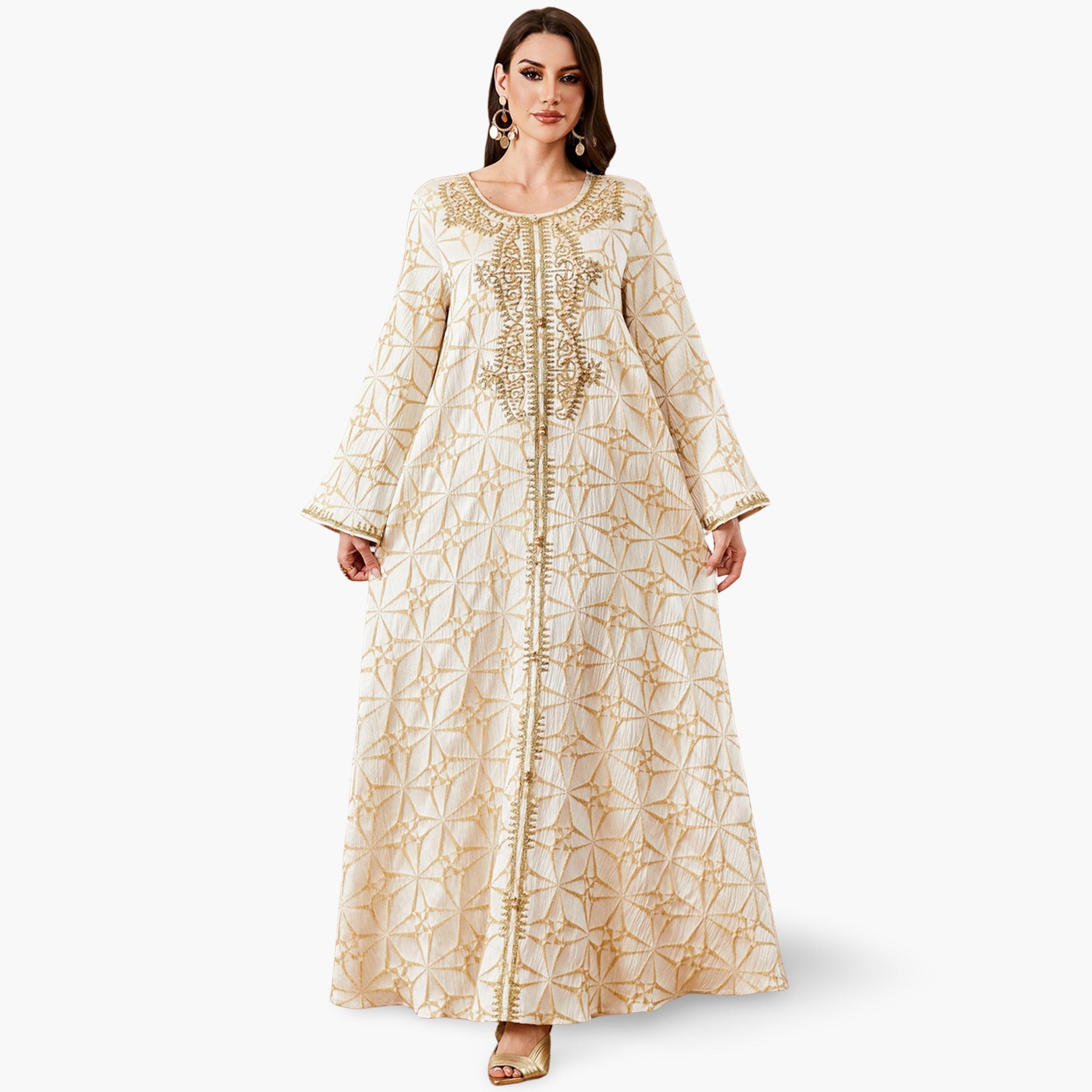 Take Two Women Textured Faux Pearl Detail Jalabiya-women-arabicclothing-jalabiyas-image-1