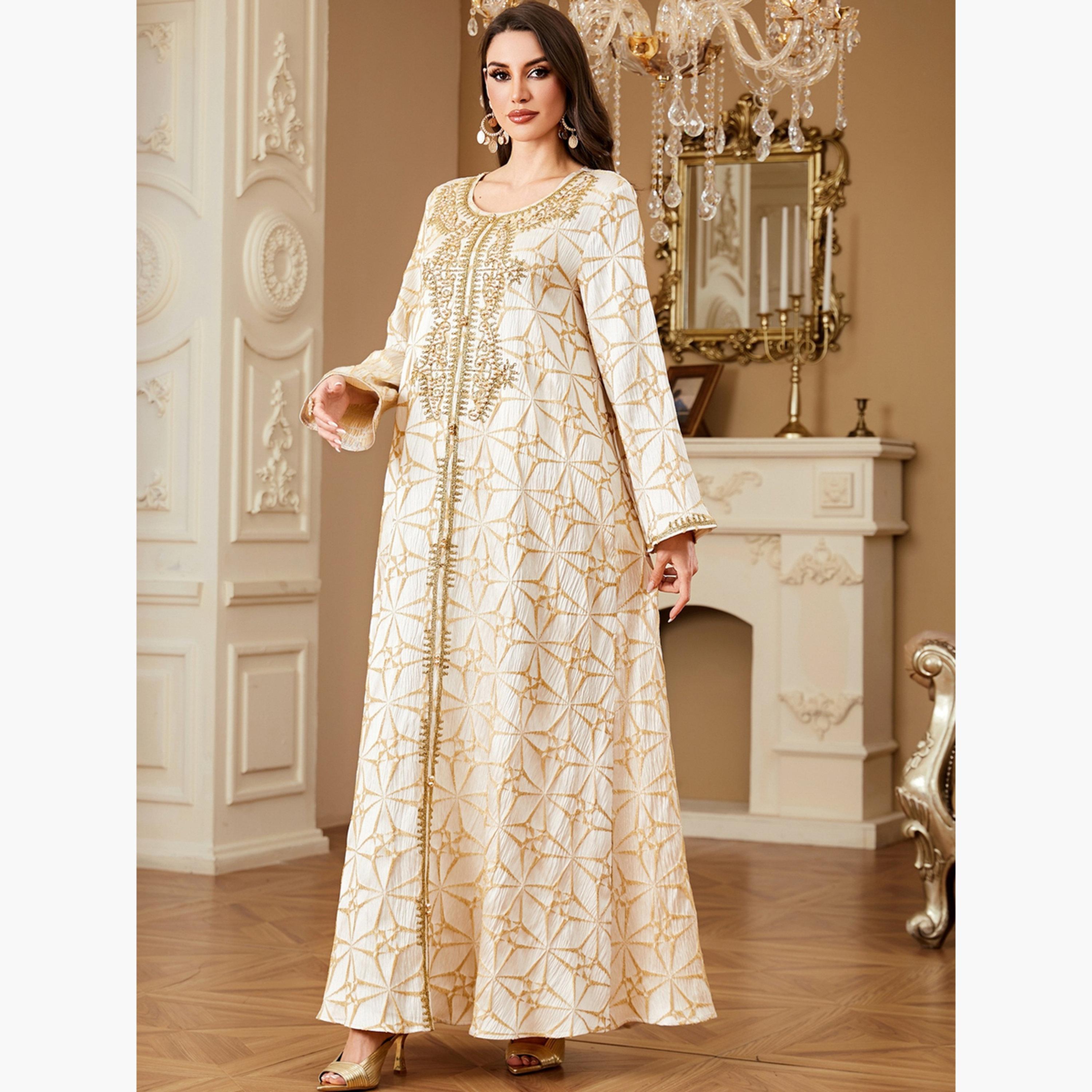 Take Two Women Textured Faux Pearl Detail Jalabiya-women-arabicclothing-jalabiyas-image-3