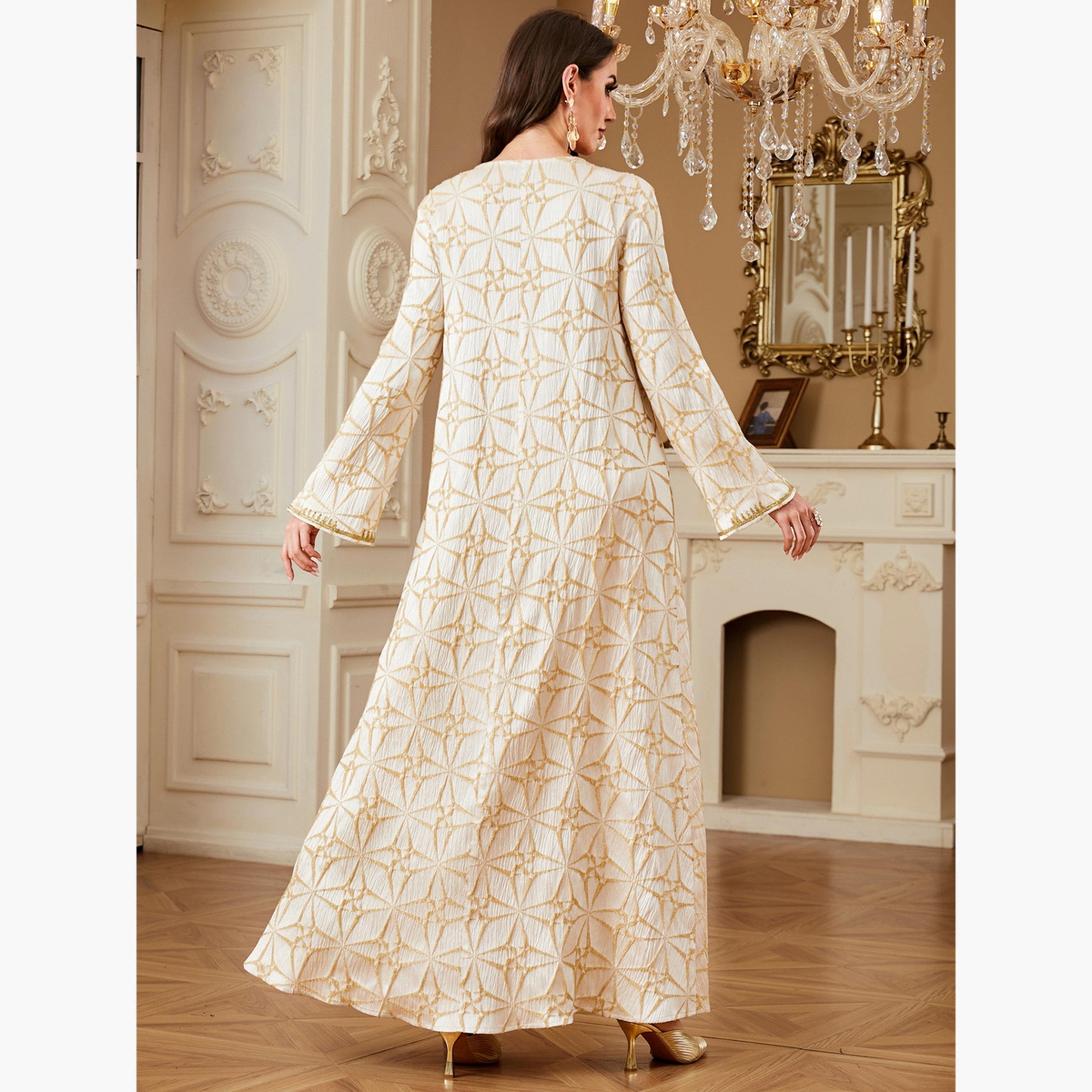 Take Two Women Textured Faux Pearl Detail Jalabiya-women-arabicclothing-jalabiyas-image-4