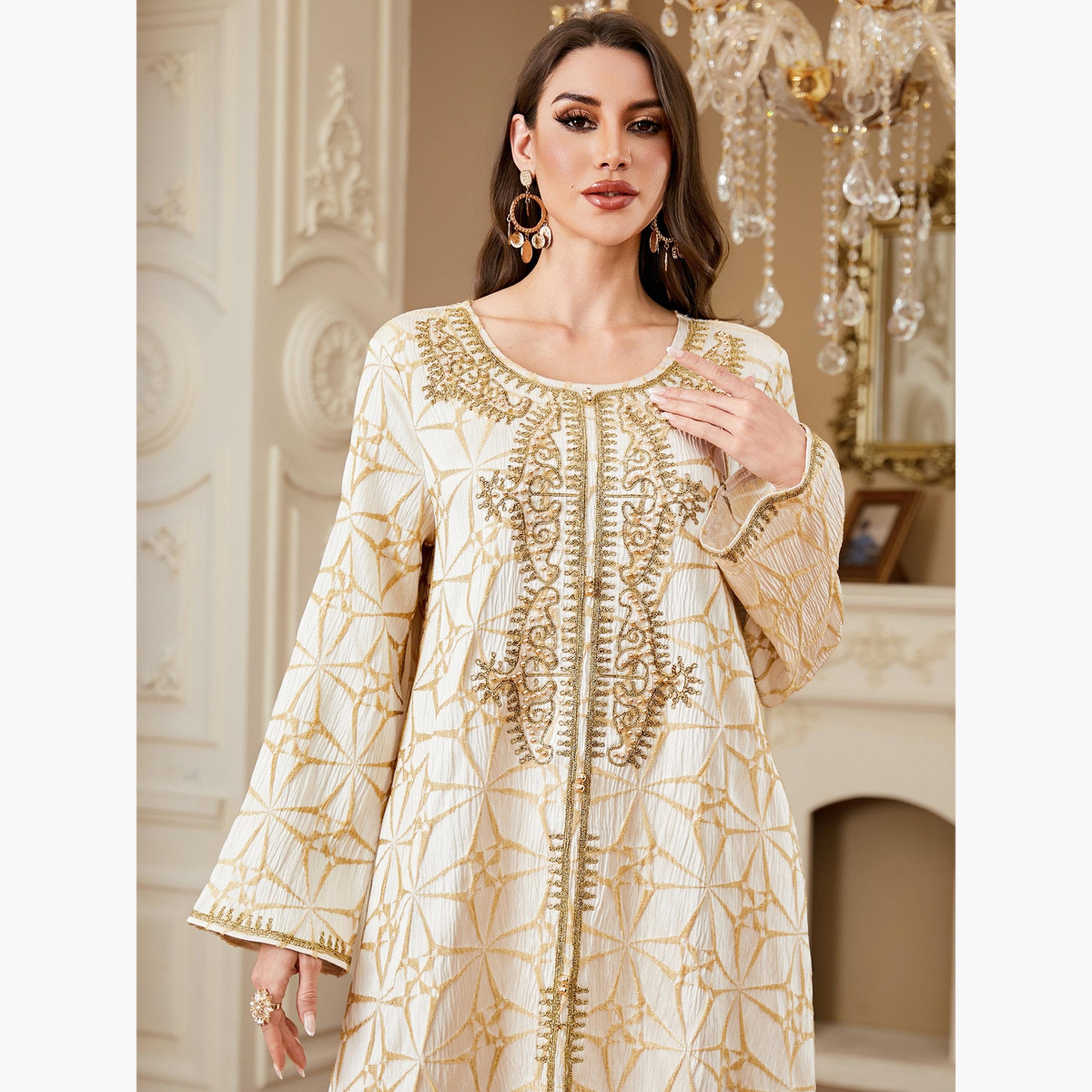 Take Two Women Textured Faux Pearl Detail Jalabiya-women-arabicclothing-jalabiyas-image-5