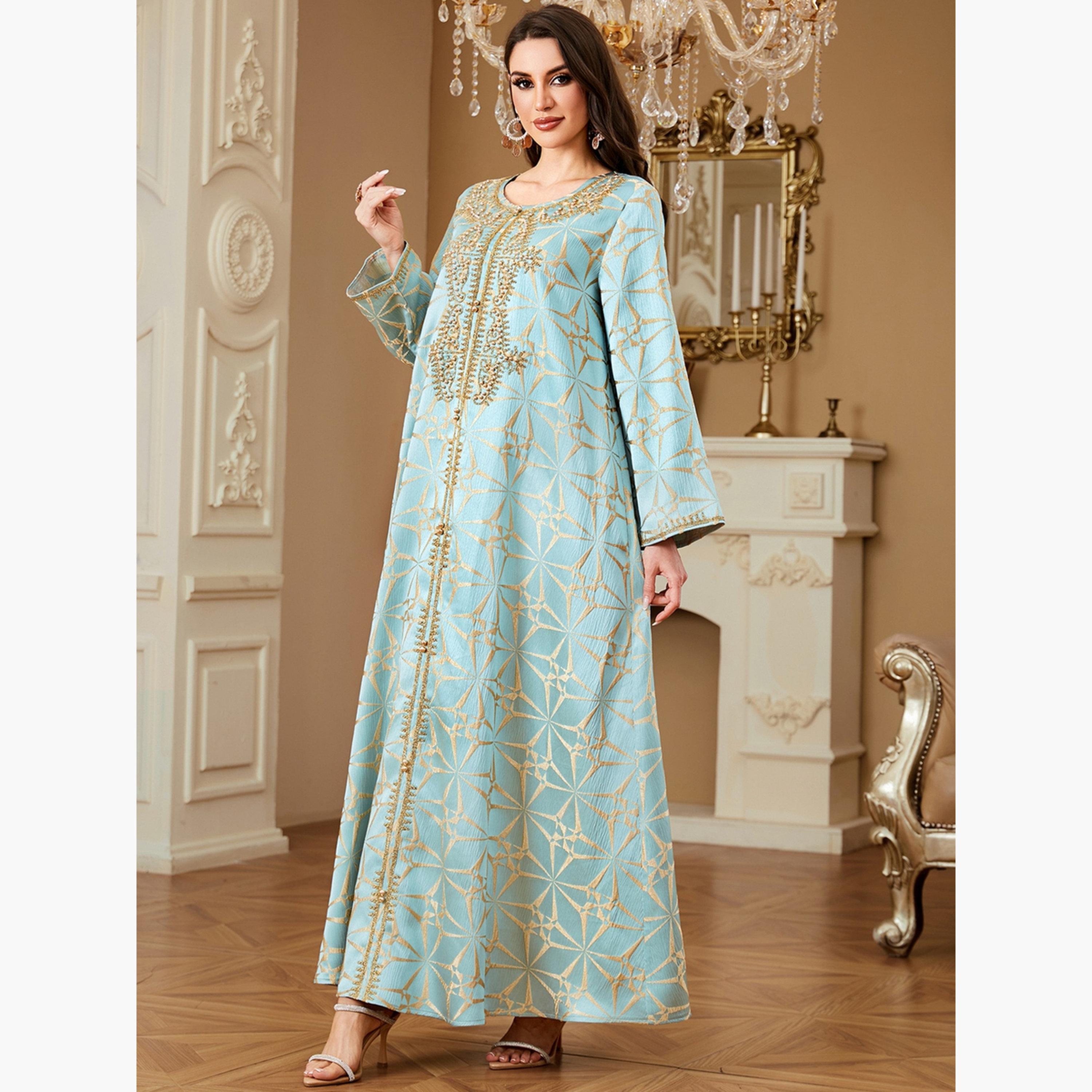 Take Two Women Textured Faux Pearl Detail Jalabiya-women-arabicclothing-jalabiyas-image-4