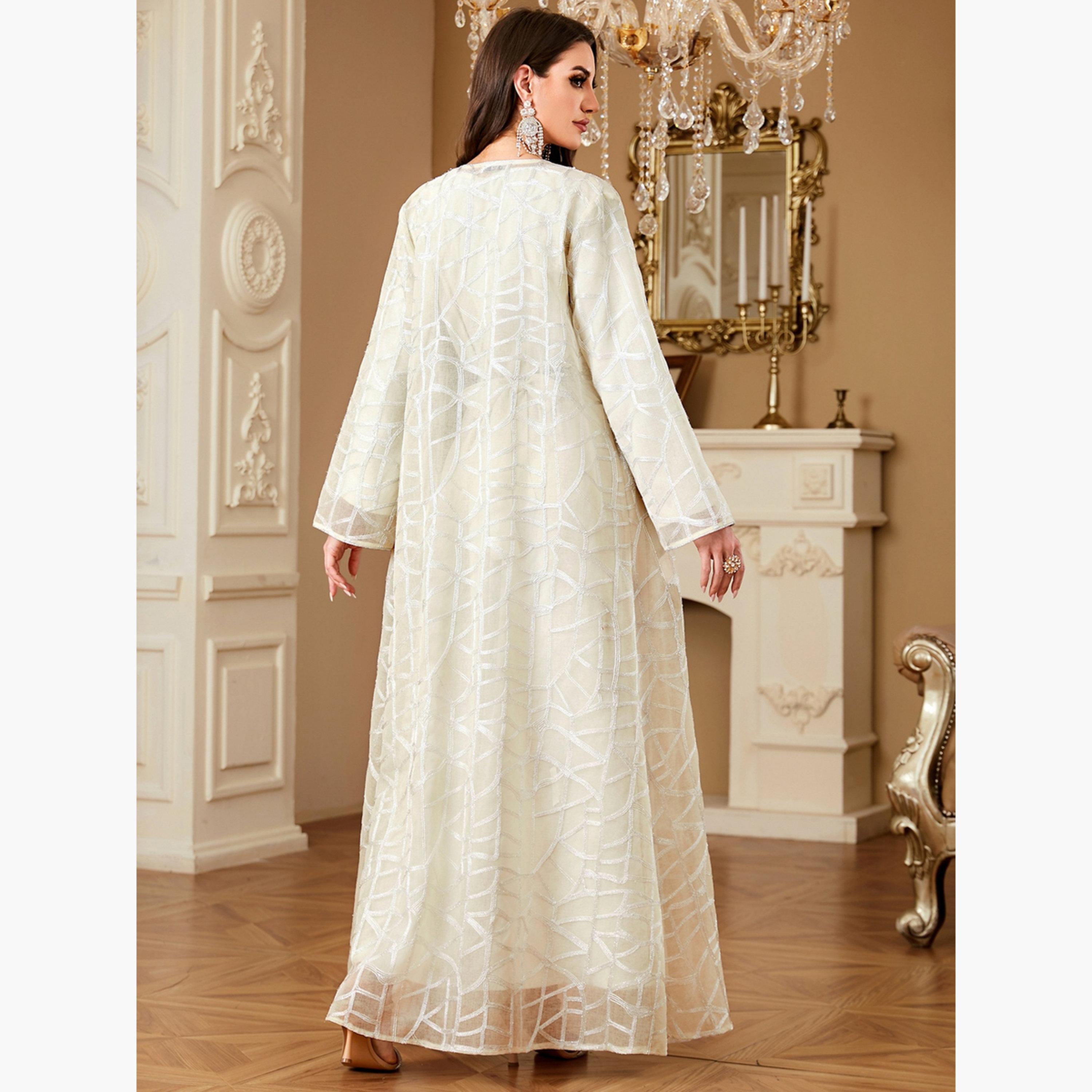 Take Two Women Sequined Textured Abaya Modest Set-women-arabicclothing-sets-image-5